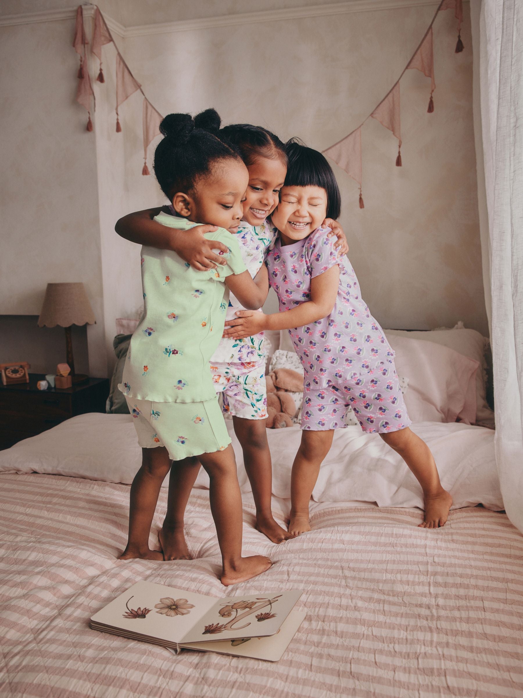 Purple Floral Short Pyjamas 3 Pack (9mths-12yrs)