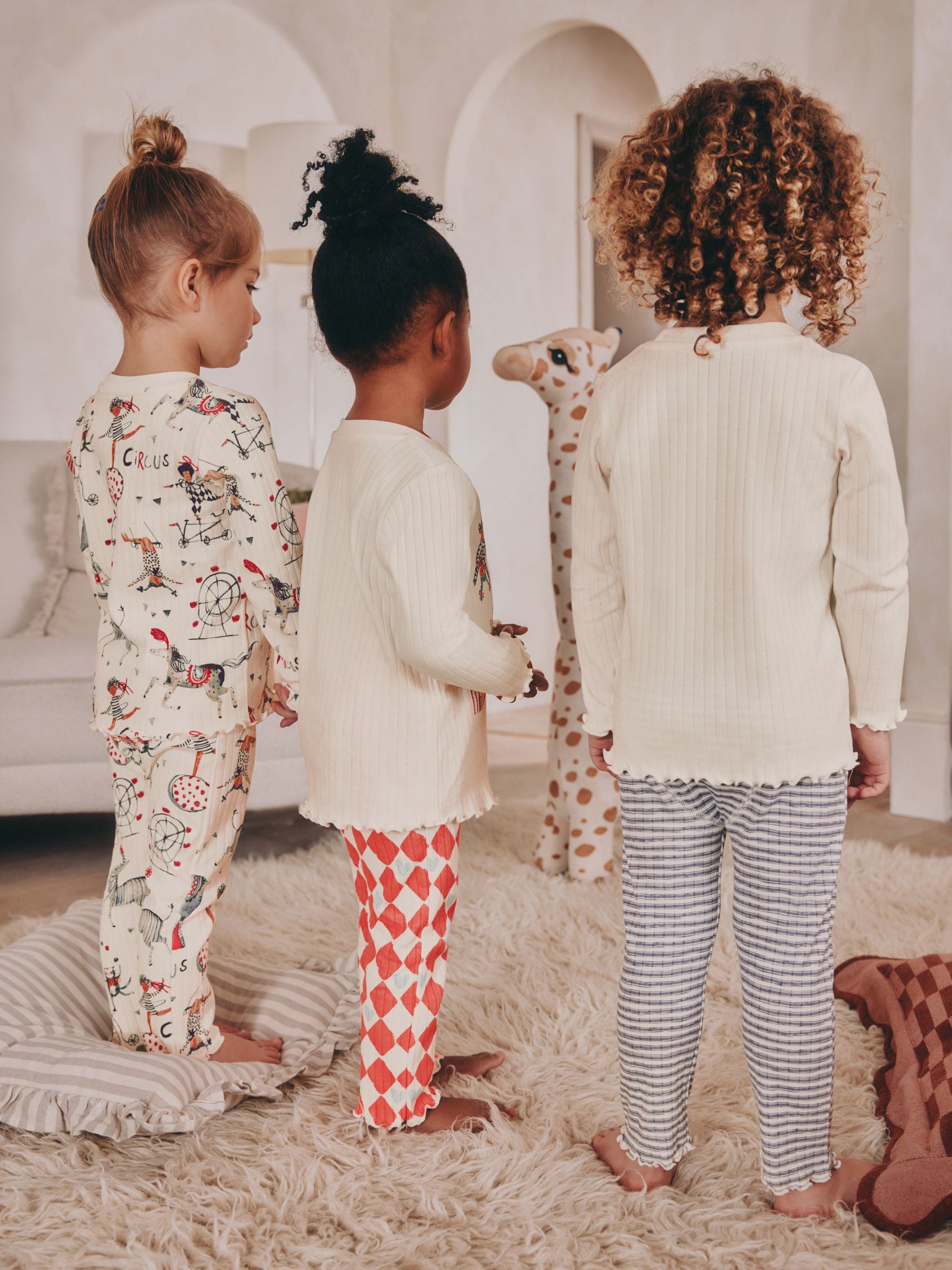 Red/Ecru Circus Long Sleeve Snuggle Pyjamas 3 Pack (9mths-16yrs)