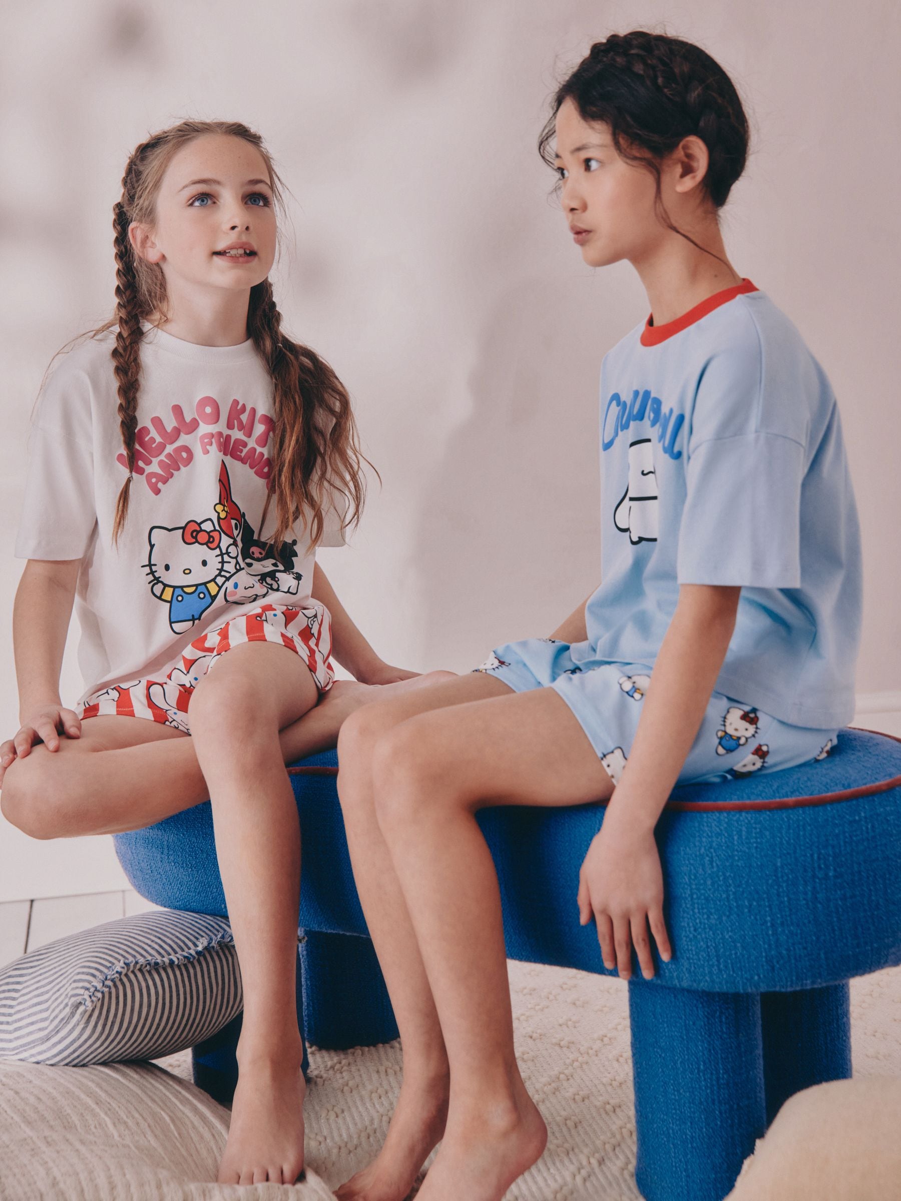 Blue Short Hello Kitty Pyjamas 2 Pack (3-14yrs)