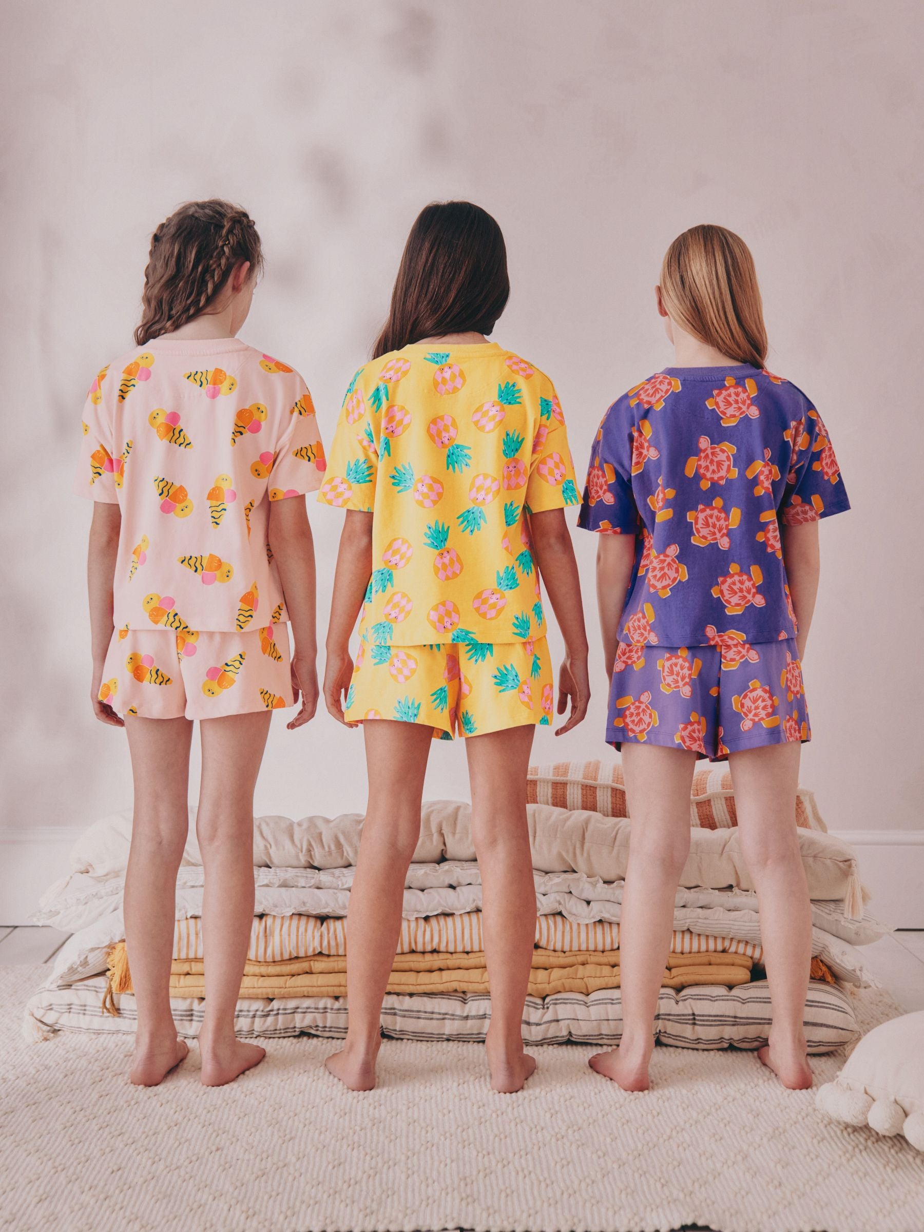 Yellow/Pink Pyjamas 3 Pack (3-16yrs)