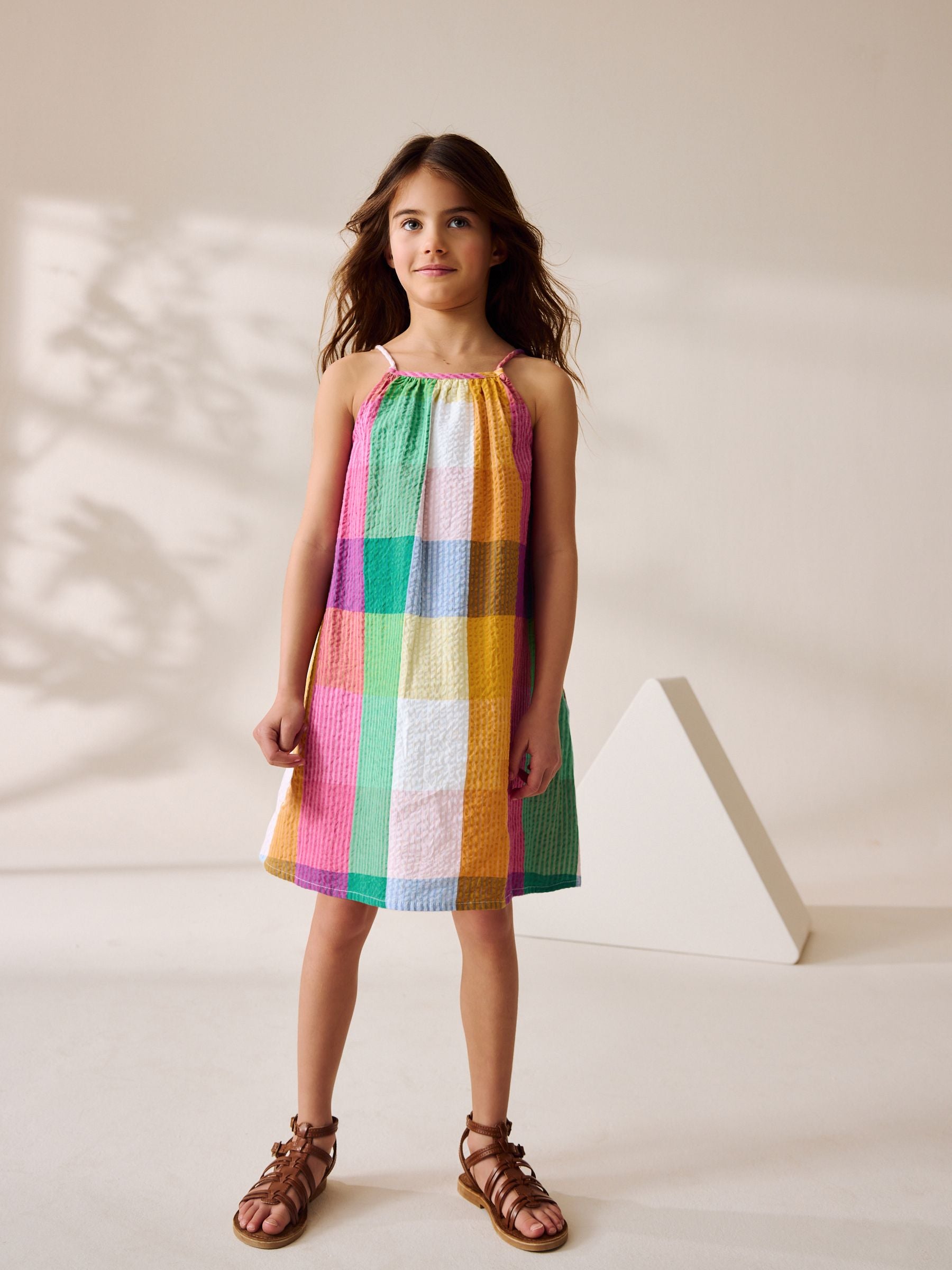 Rainbow Check 100% Cotton Summer Dress (3-16yrs)