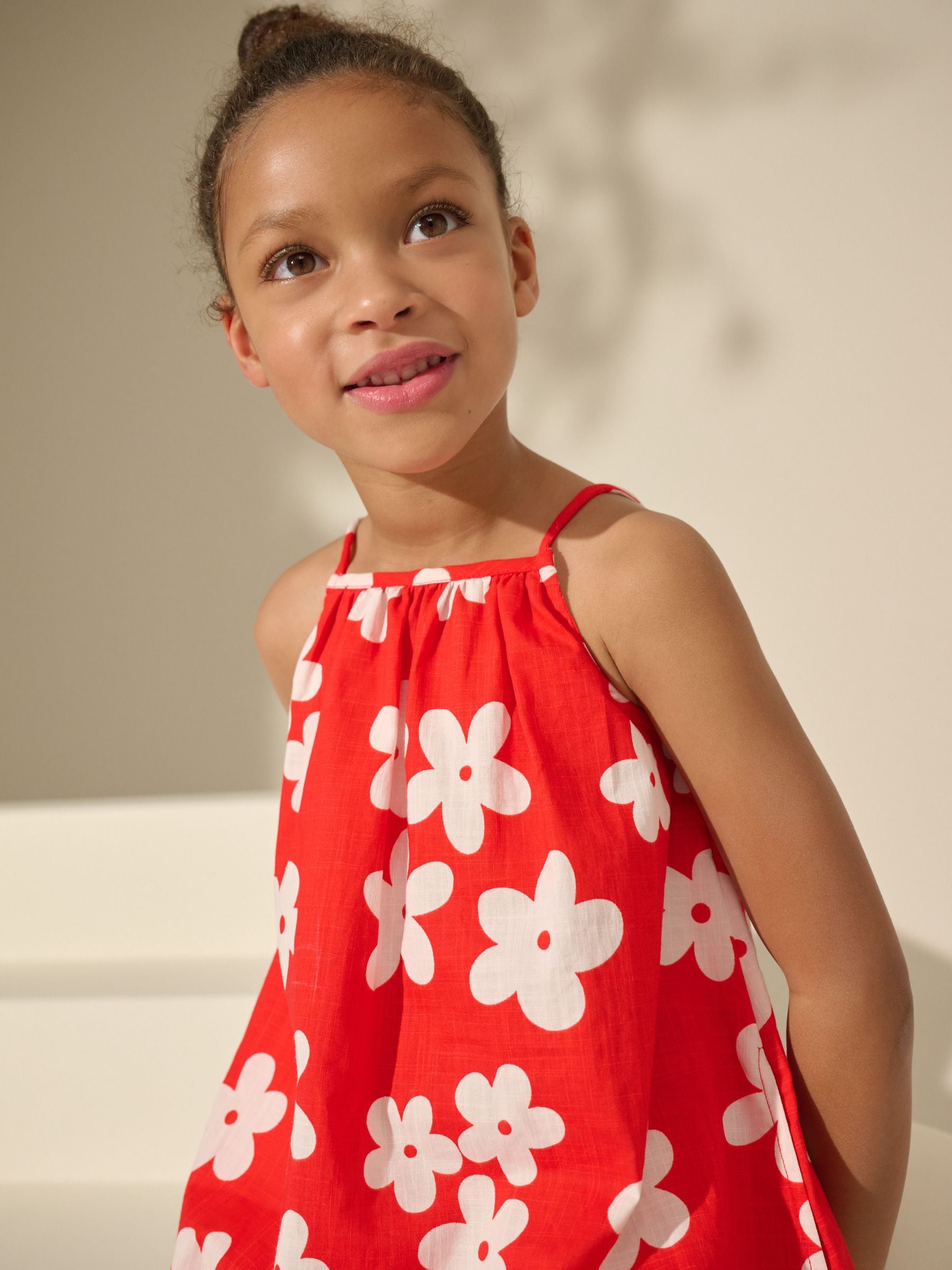 Red Floral 100% Cotton Summer Dress (3-16yrs)