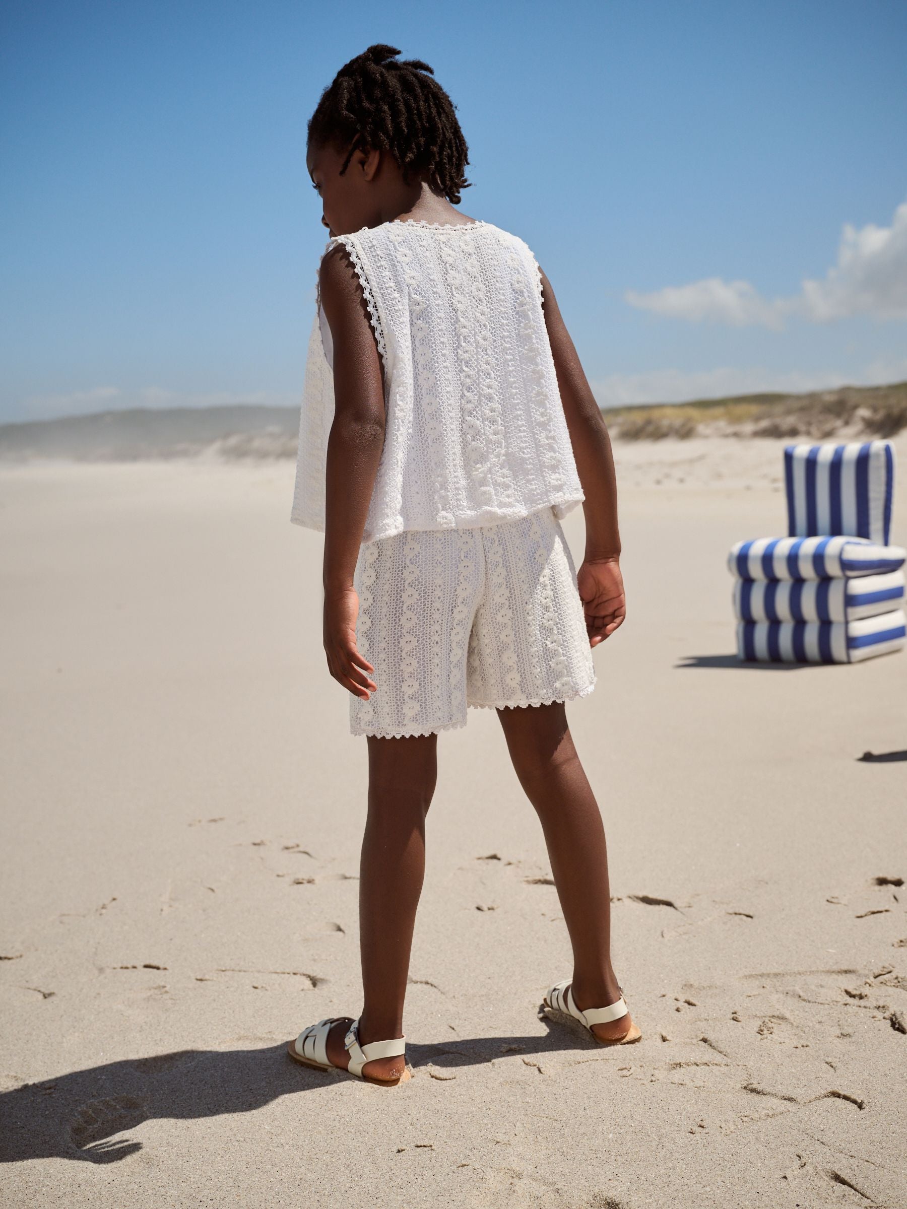 White Crochet Beach Co-ord Set (3-16yrs)