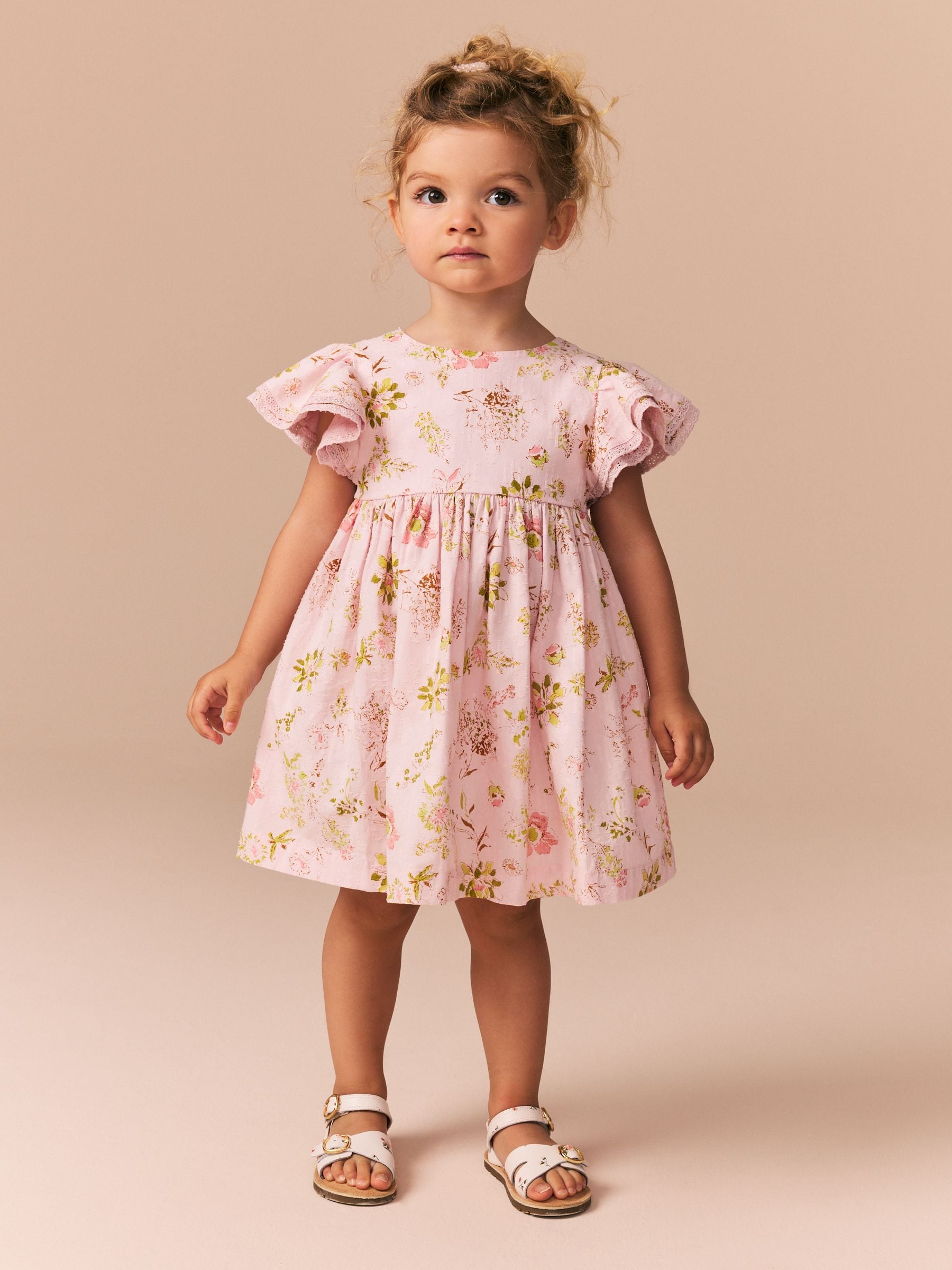 Pink Angel Sleeve Dress (3mths-8yrs)