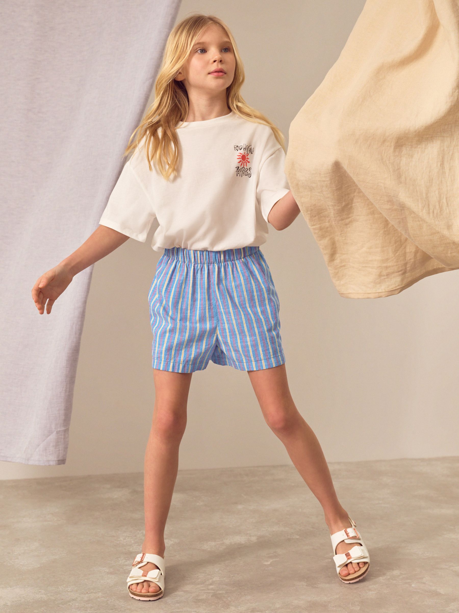 Blue 100% Cotton Stripe Shorts (3-16yrs)