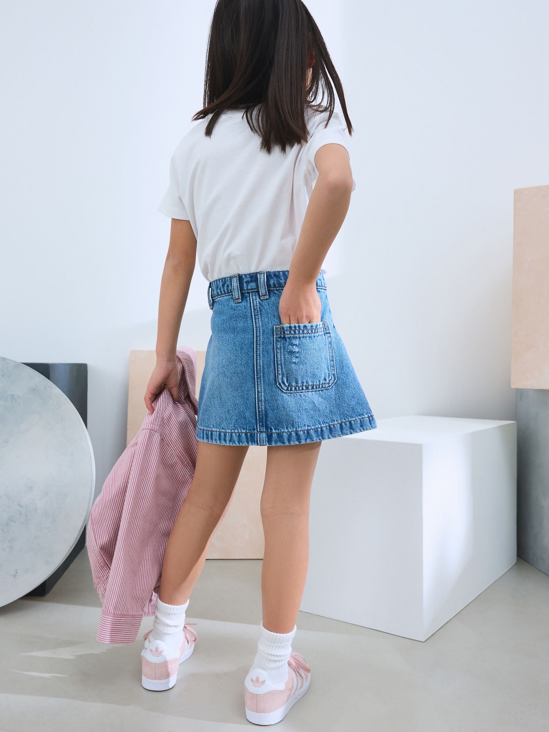Mid Blue 100% Cotton Denim Skirt (3-16yrs)