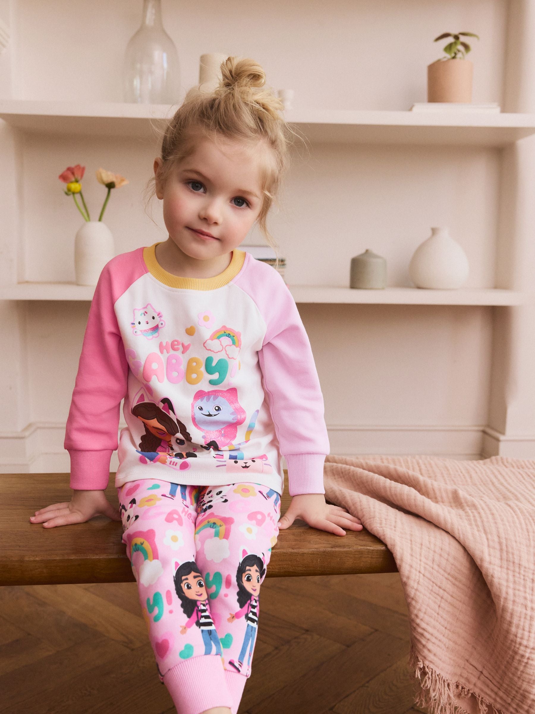 Pink 100% Cotton Gabbys Dollhouse Long Sleeved Snuggle Pyjamas 1 Pack (9mths-8yrs)