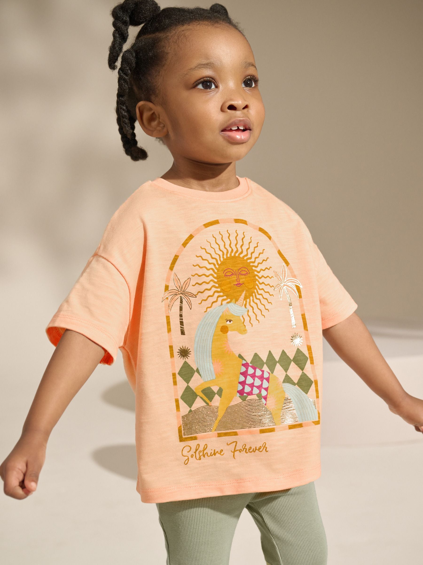 Pink Unicorn Short Sleeve T-Shirt and Flare Leggings Set (3mths-7yrs)