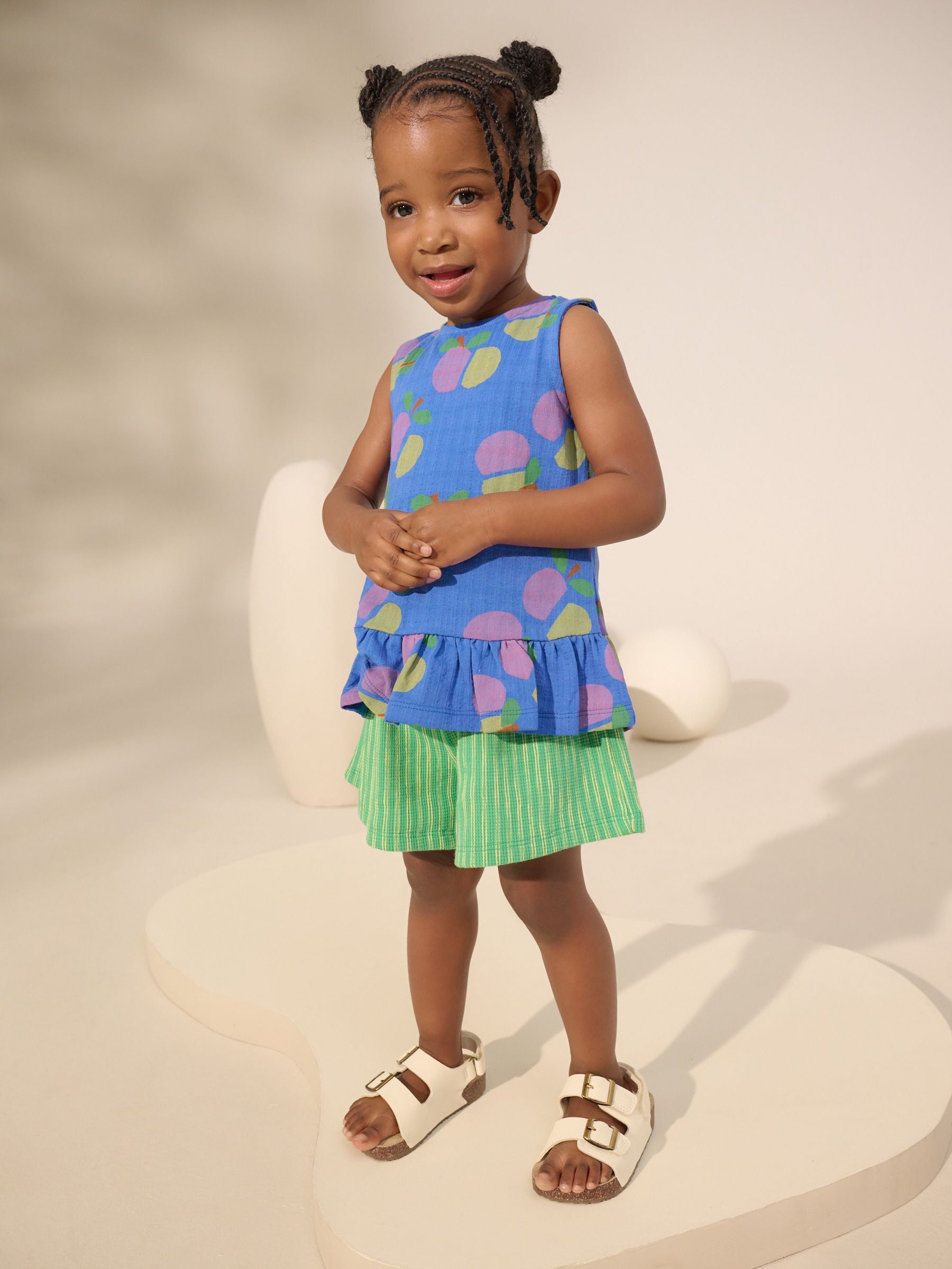 Blue Fruit Peplum 100% Cotton Vest and Shorts Set (3mths-7yrs)