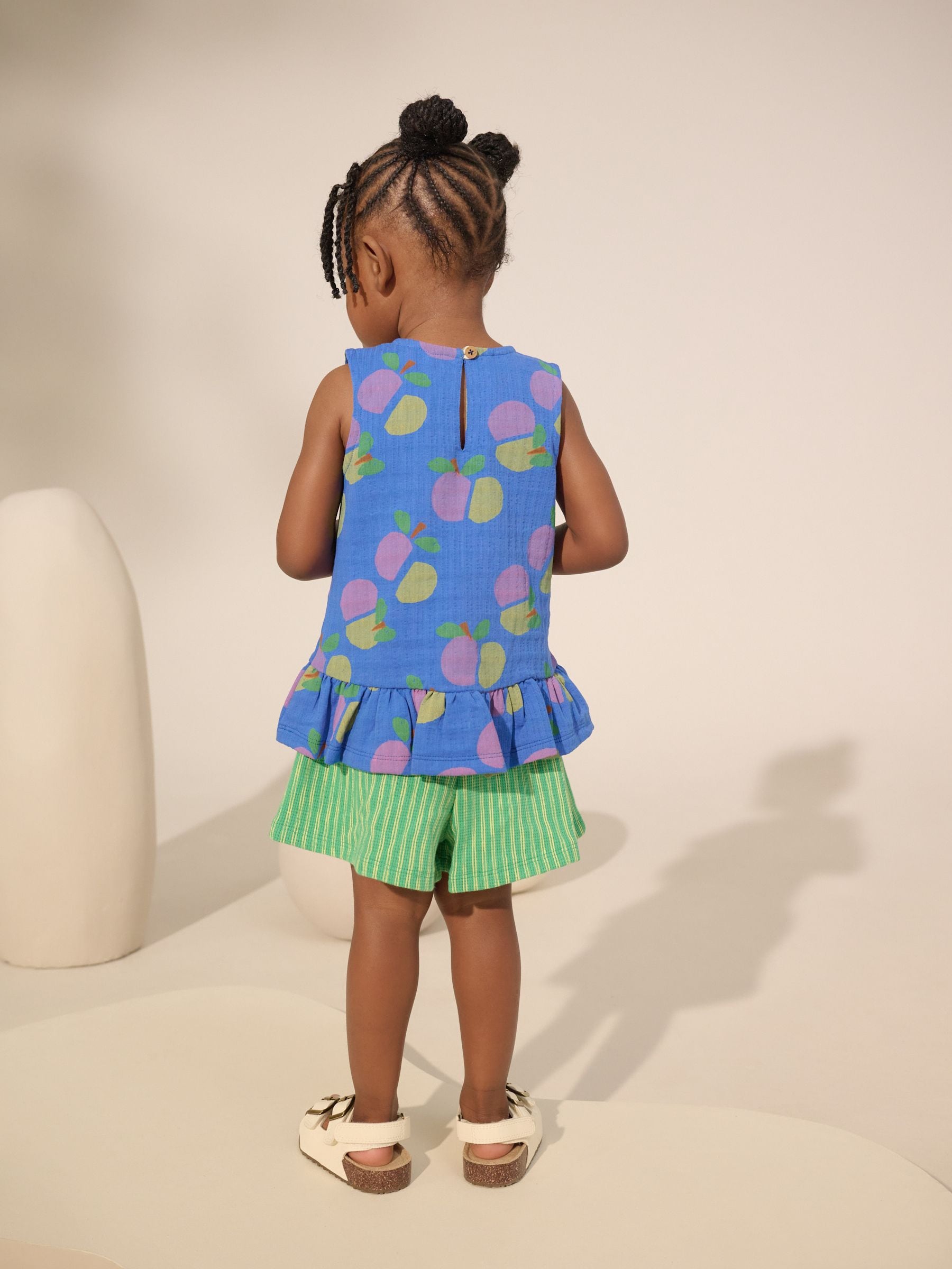 Blue Fruit Peplum 100% Cotton Vest and Shorts Set (3mths-7yrs)