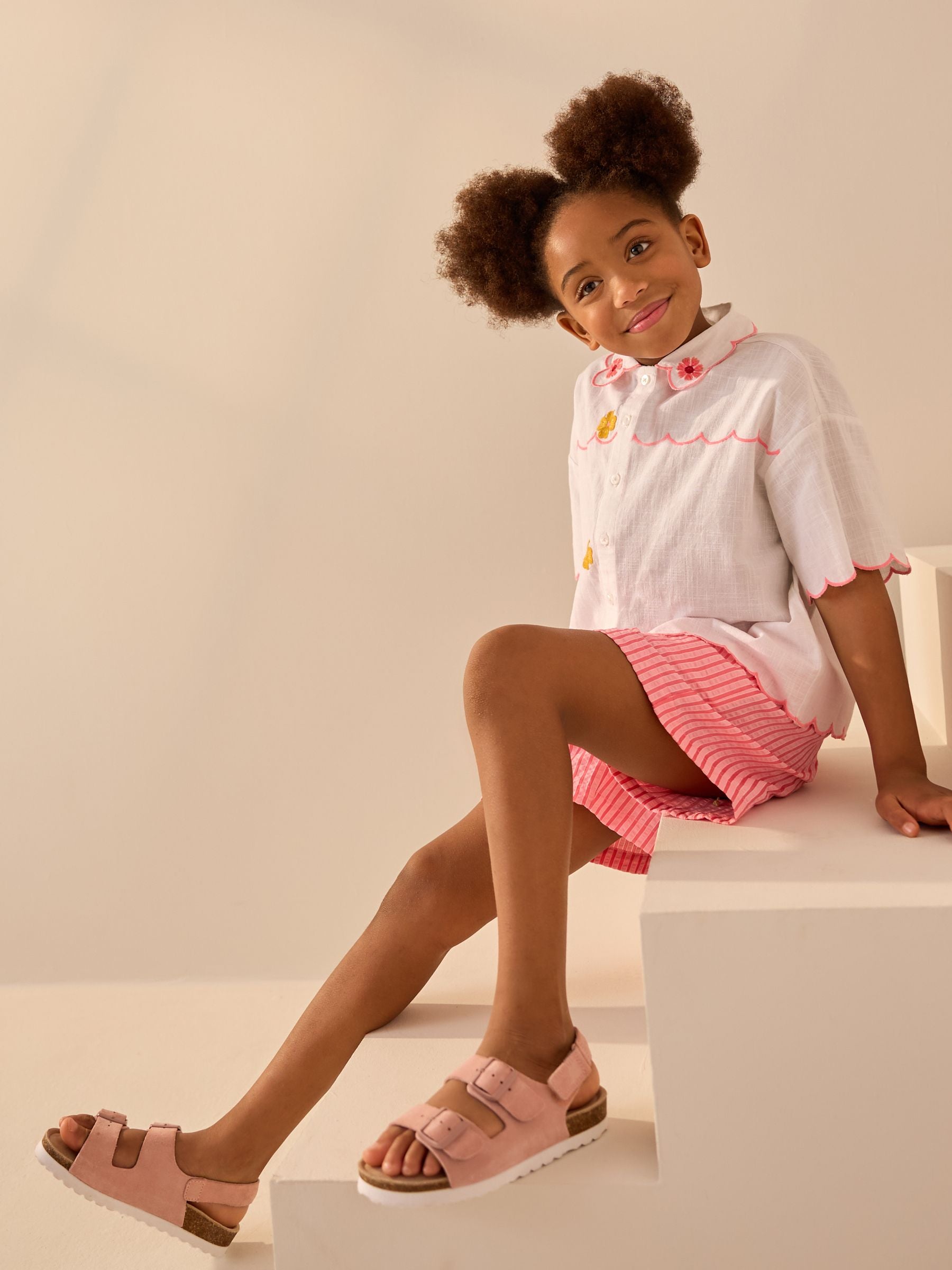 White Embroidered 100% Cotton Shirt (3-16yrs)