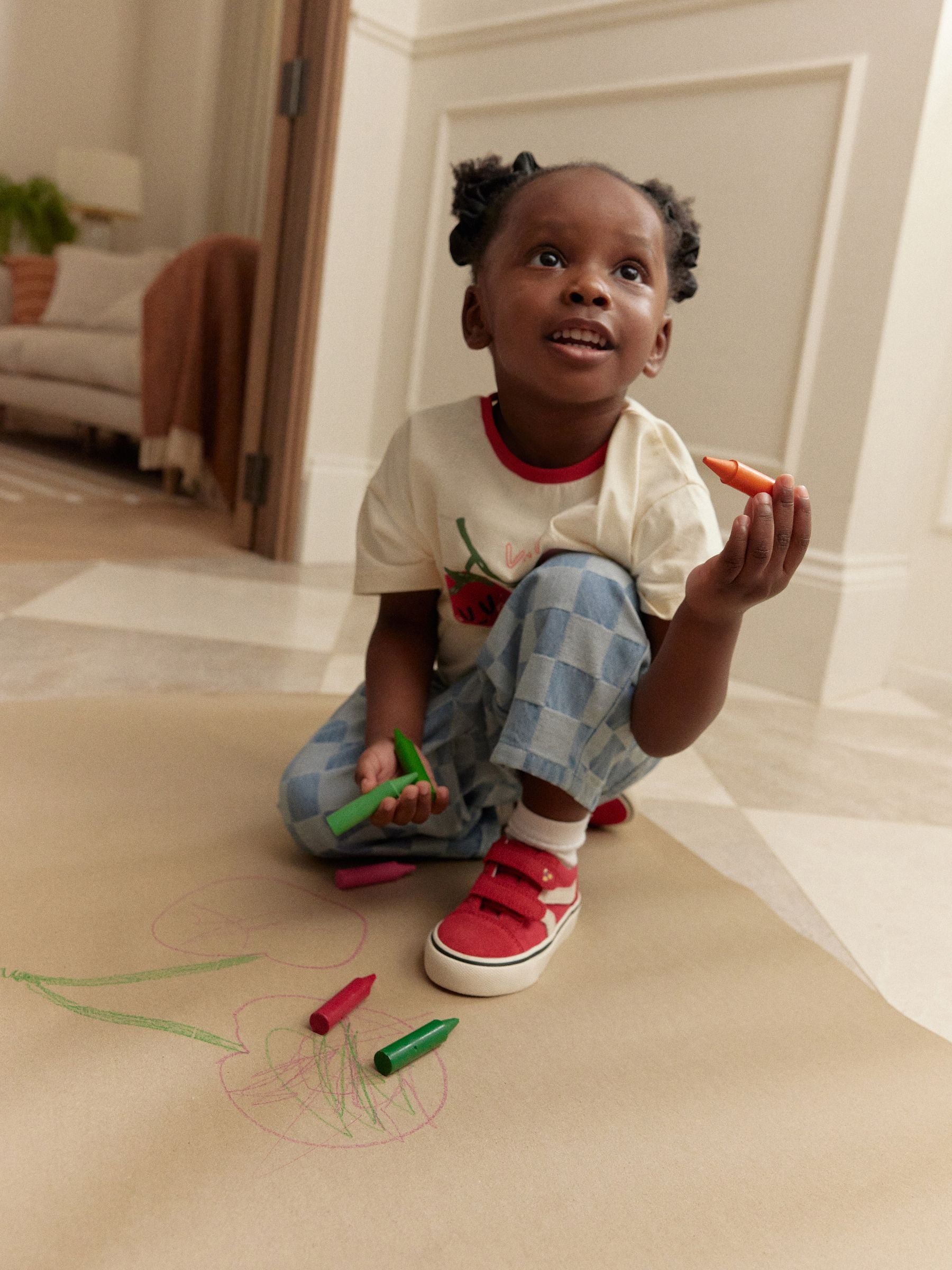 Denim Checkerboard 100% Cotton Jeans and Cherry T-Shirt Set (3mths-7yrs)