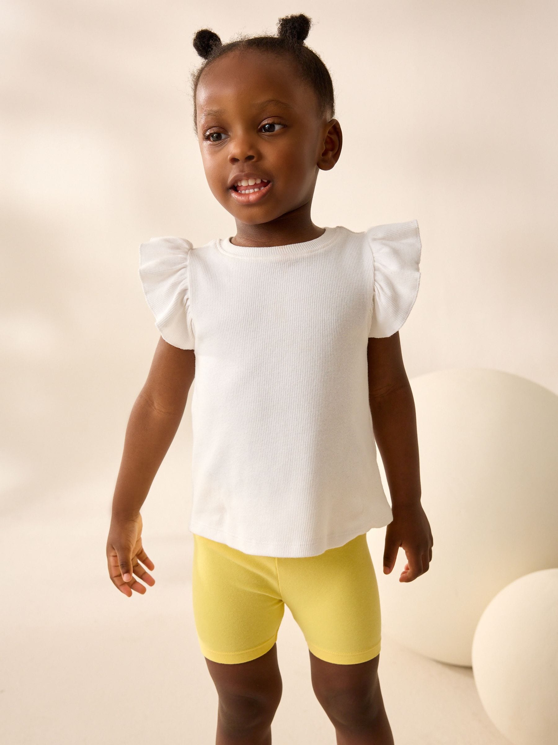 Ecru Frill Shoulder Ribbed Vest (3mths-7yrs)