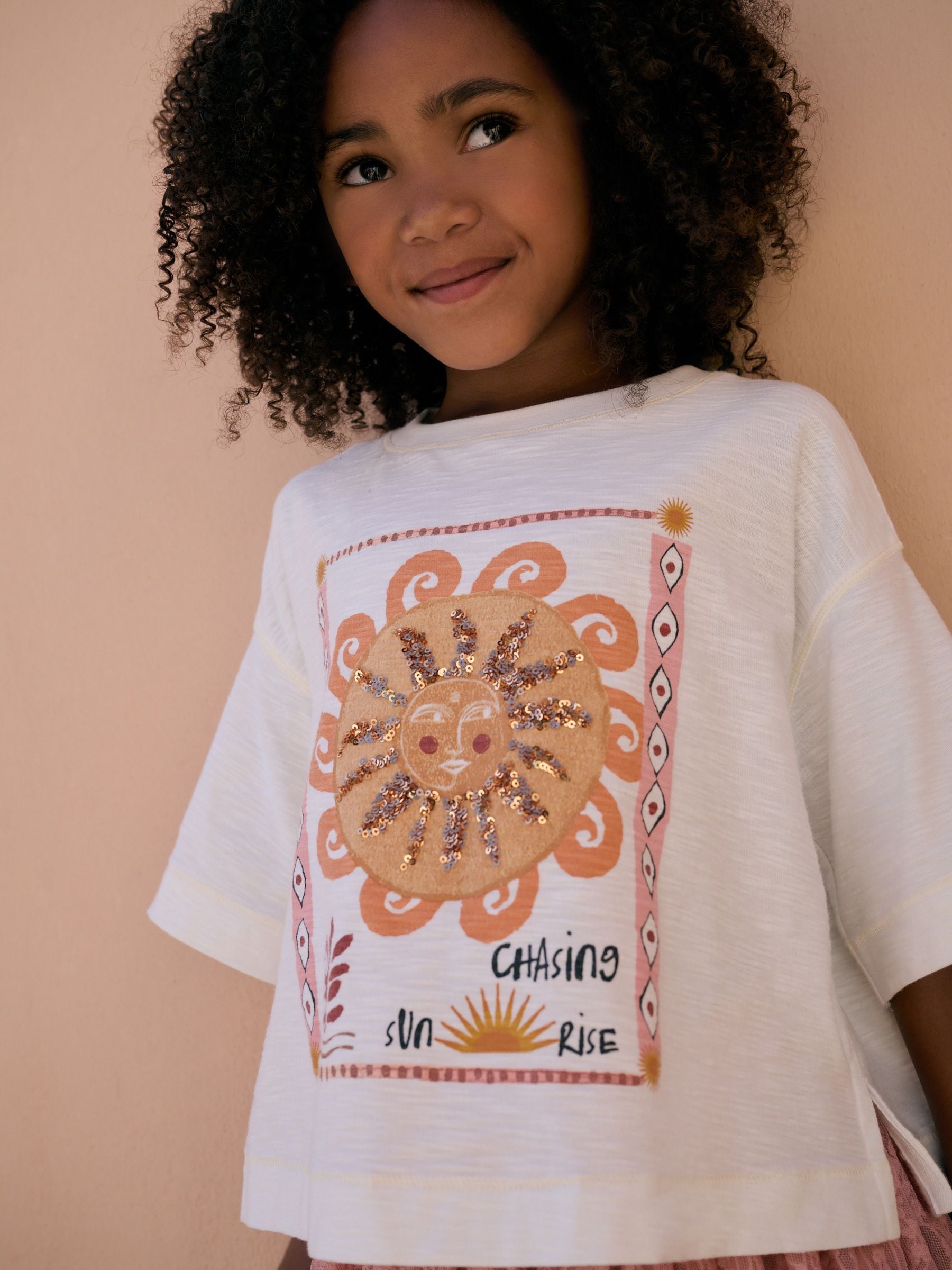 Pink Sequin Sun Top & Lace Skirt Set (3-16yrs)