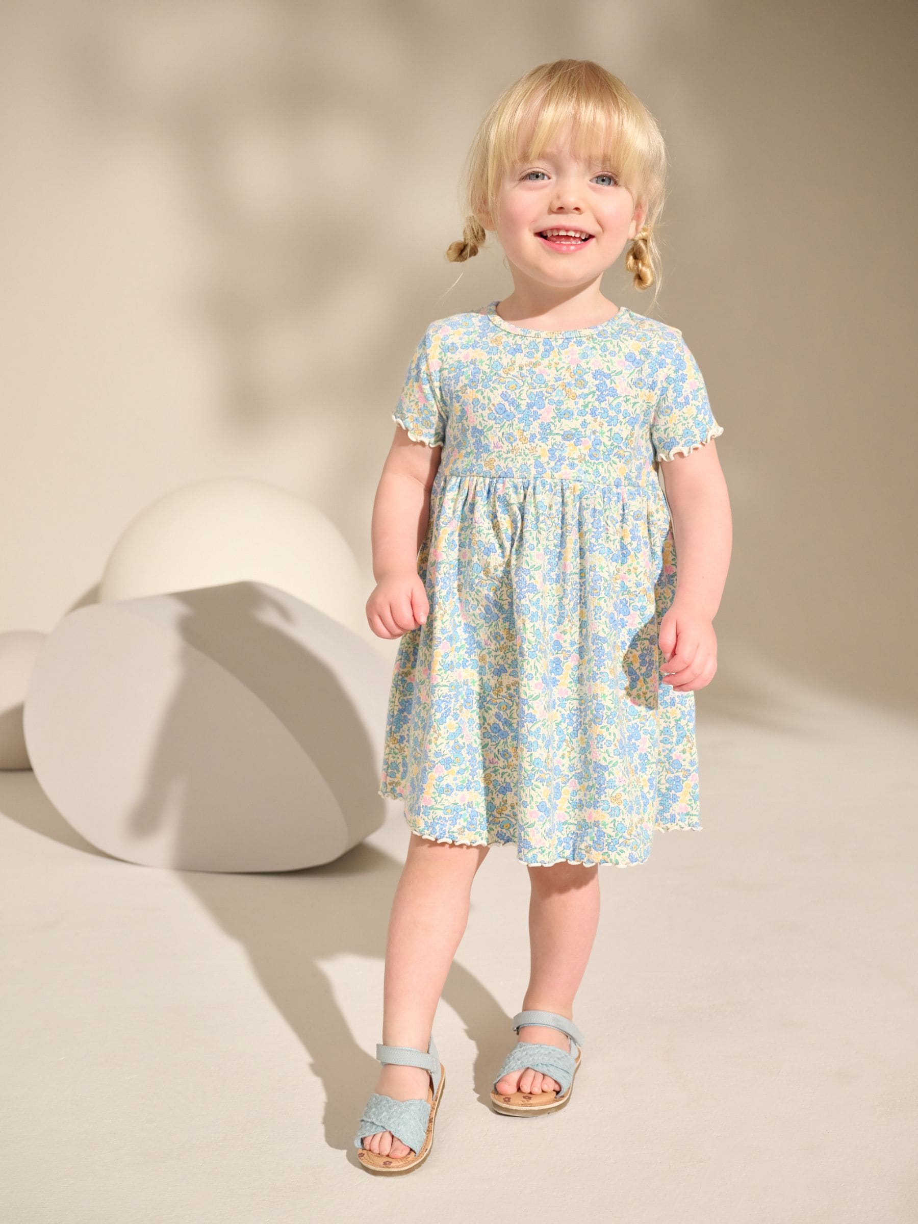 Blue Short Sleeve Jersey Summer Dress (3mths-7yrs)