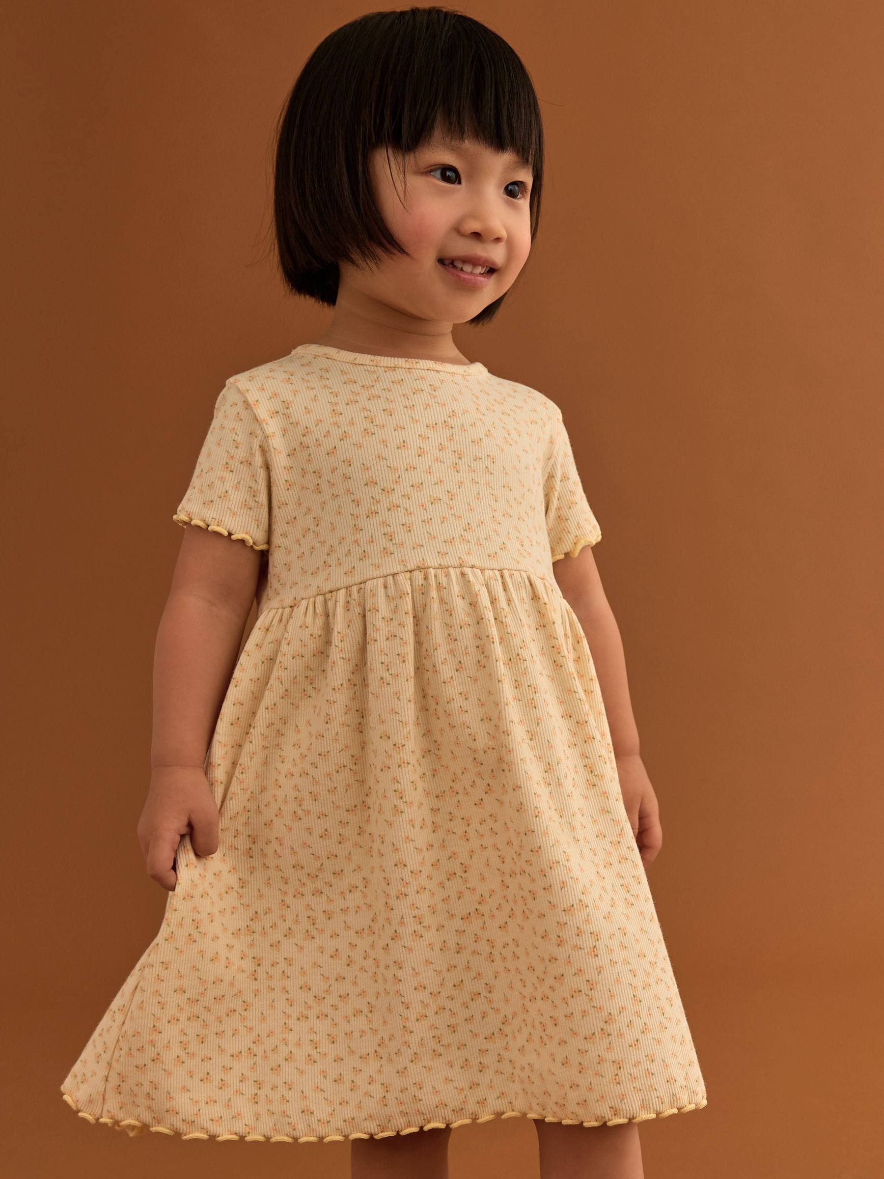Yellow Short Sleeve Jersey Summer Dress (3mths-7yrs)