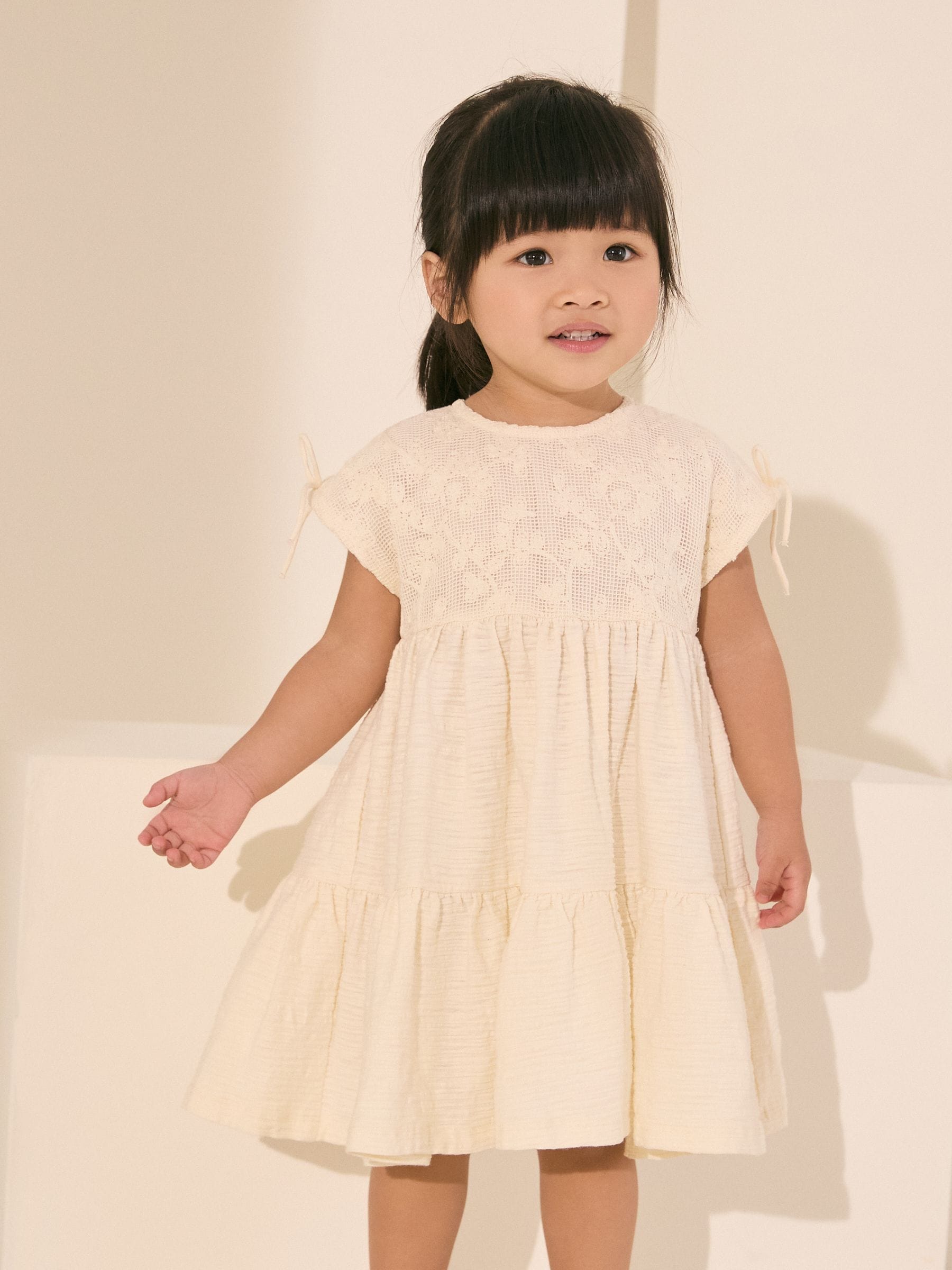 Ecru White Sleeveless Lace Summer Dress (3mths-7yrs)