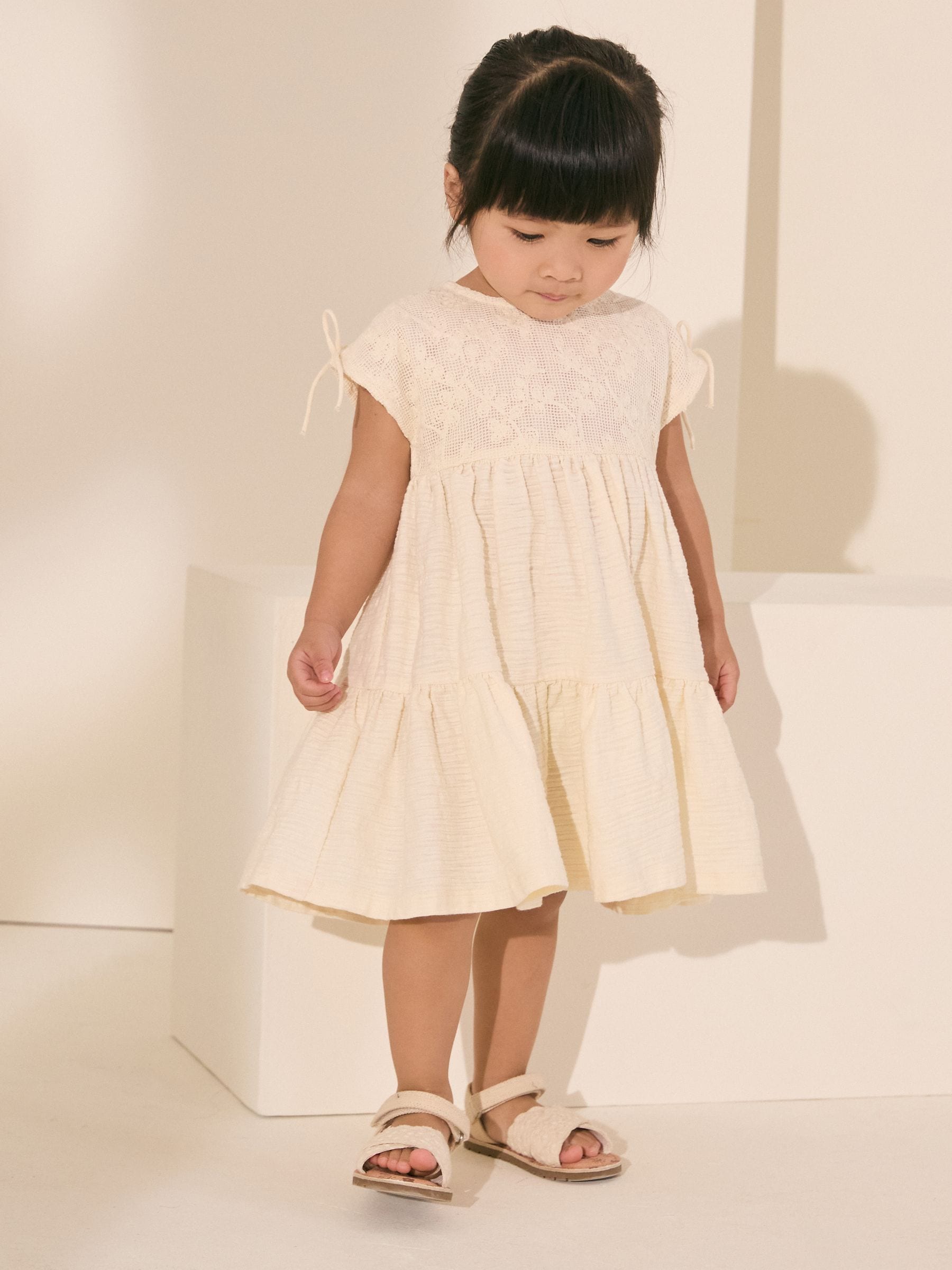 Ecru White Sleeveless Lace Summer Dress (3mths-7yrs)