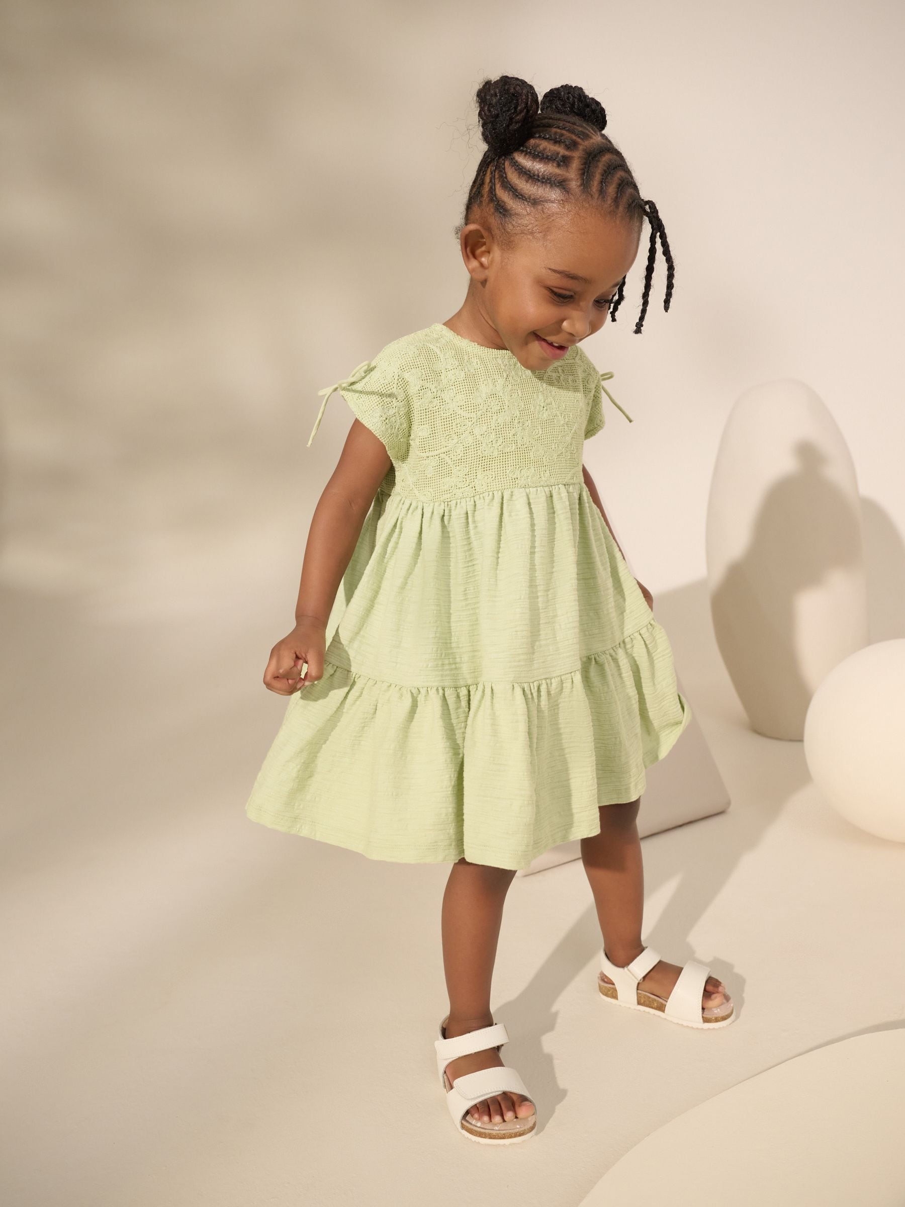 Sage Green Sleeveless Lace Summer Dress (3mths-7yrs)