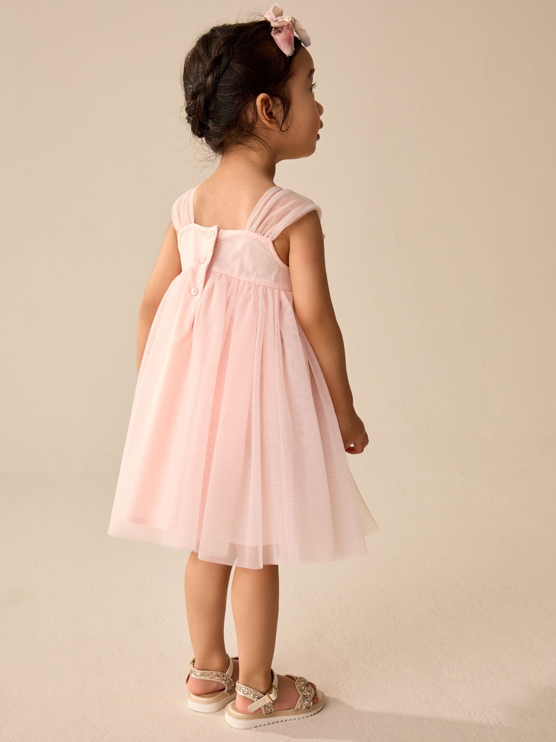 Pink Sleeveless Mesh Party Dress (3mths-7yrs)