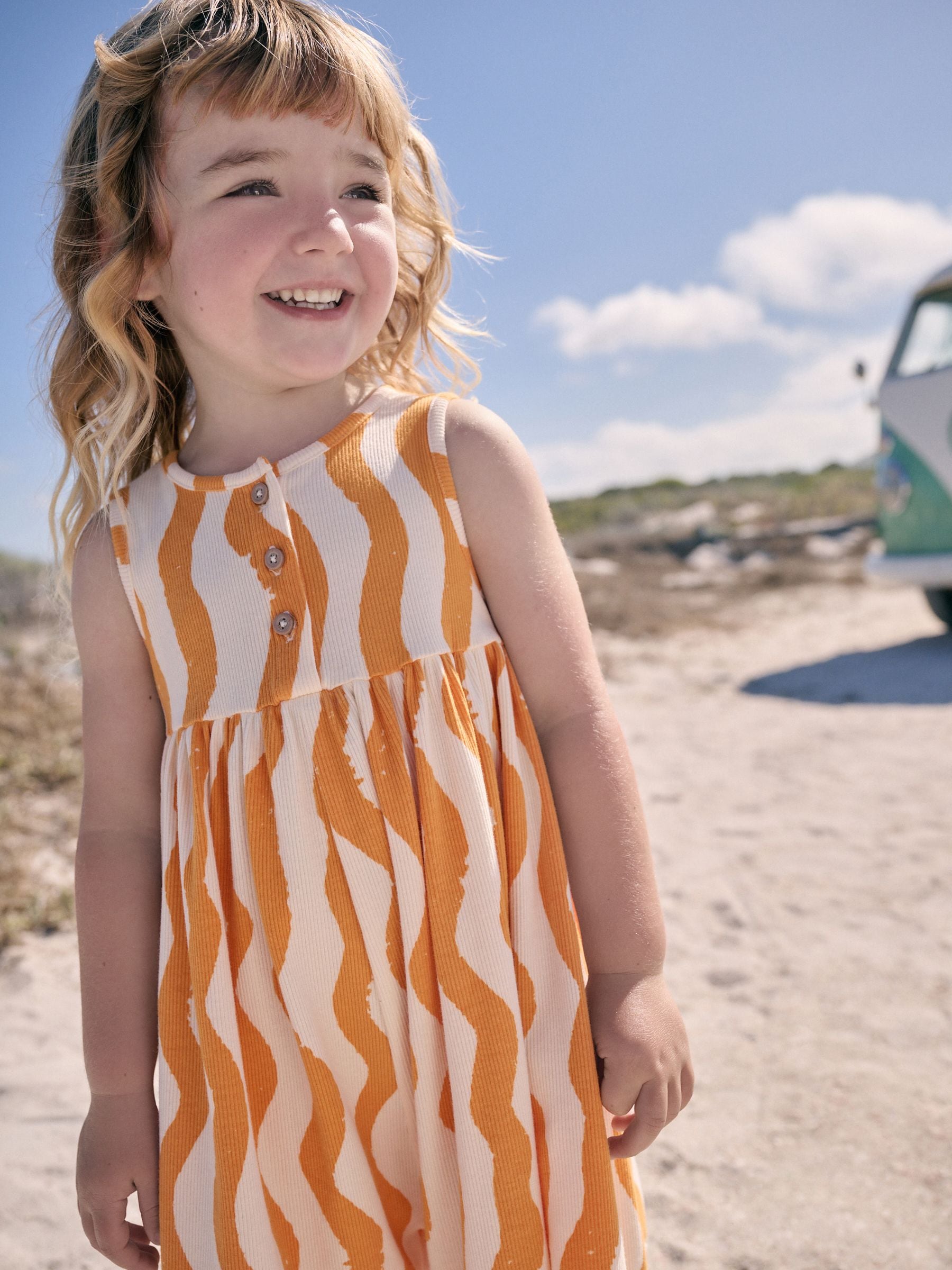 Orange/Ecru Stripe Jersey Playsuit (3mths-7yrs)