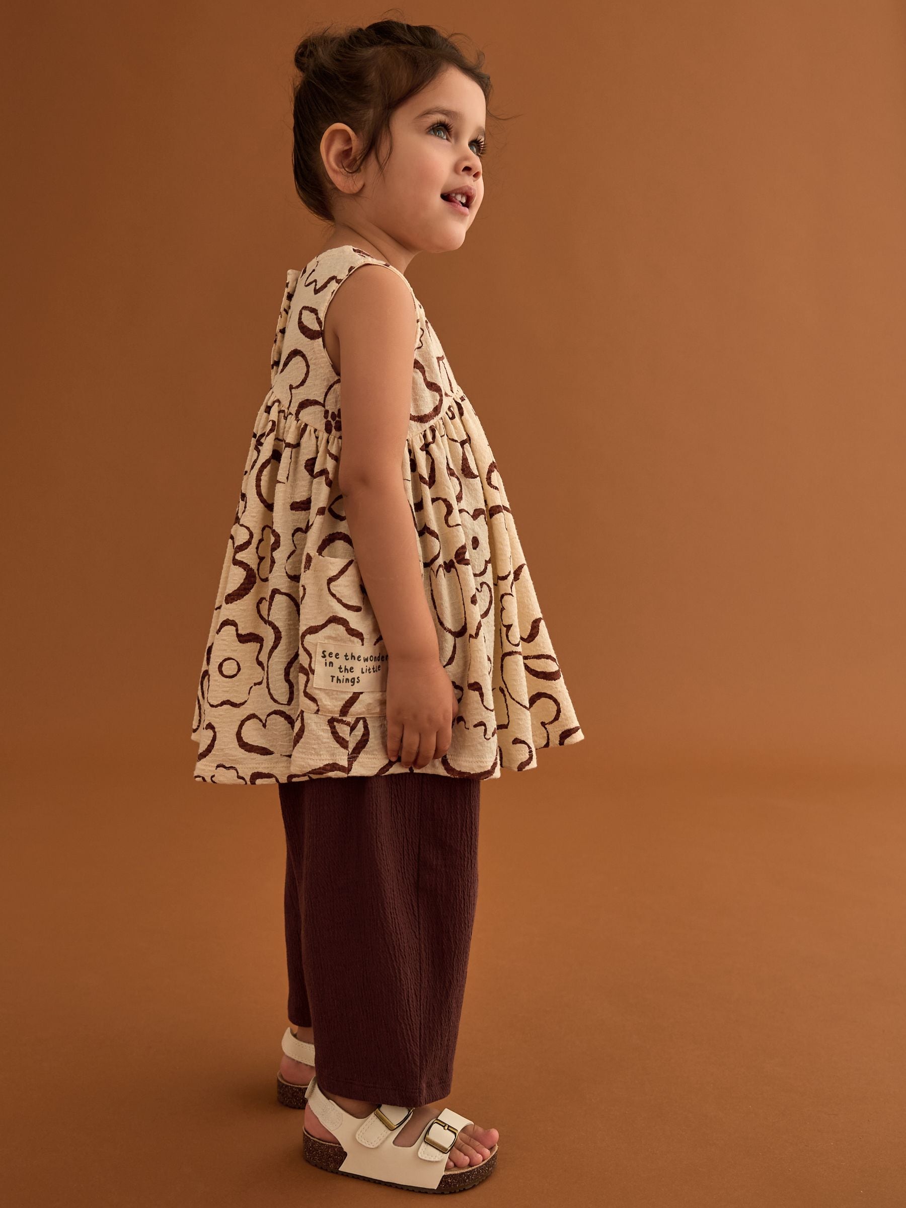 Brown/Cream Dress and Trousers Set (3mths-7yrs)