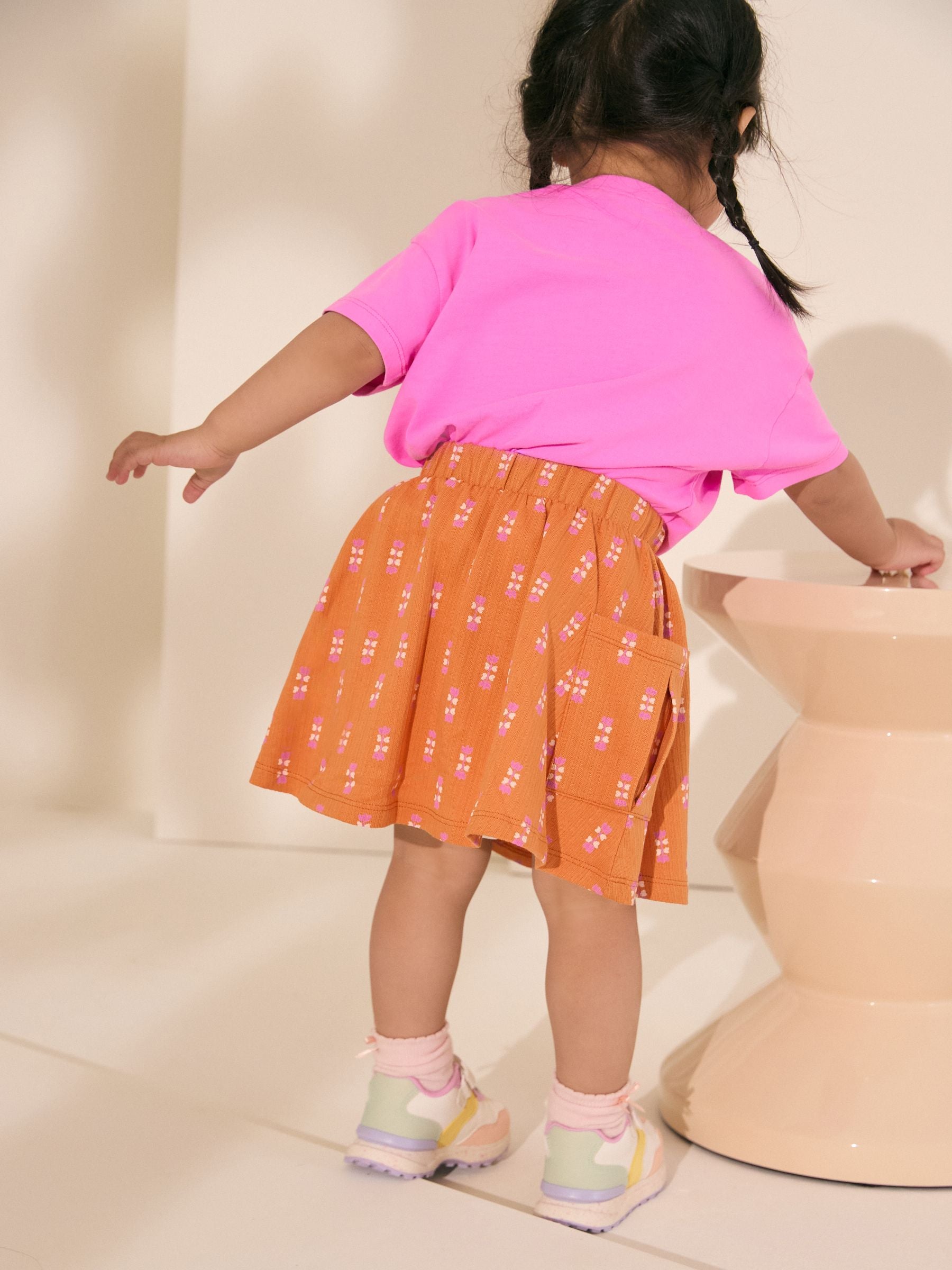 Pink/Orange Flamingo Character 100% Cotton T-Shirt and Skirt Set (3mths-7yrs)