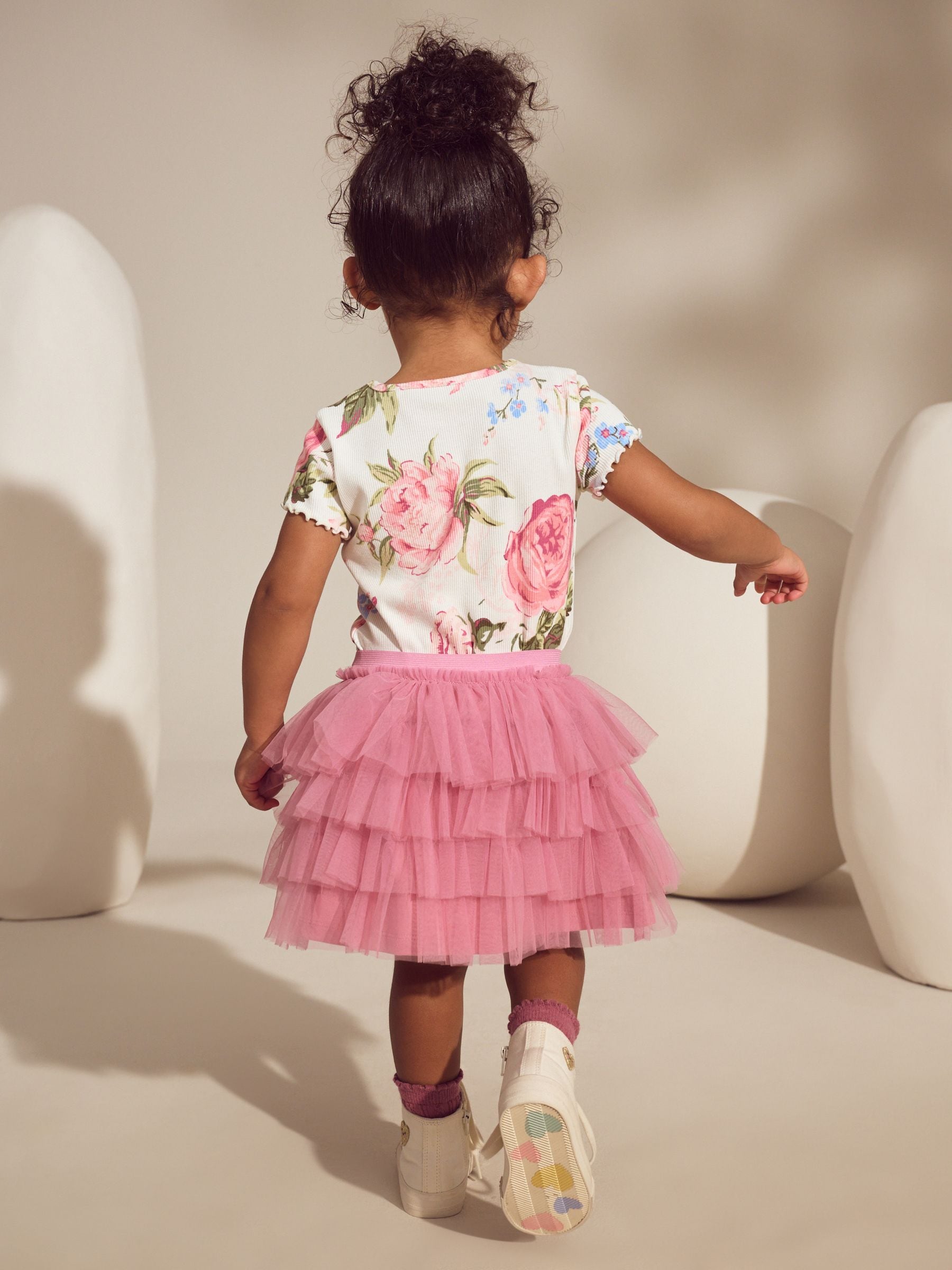 Pink Floral Ribbed T-Shirt & Tutu Skirt (3mths-7yrs)