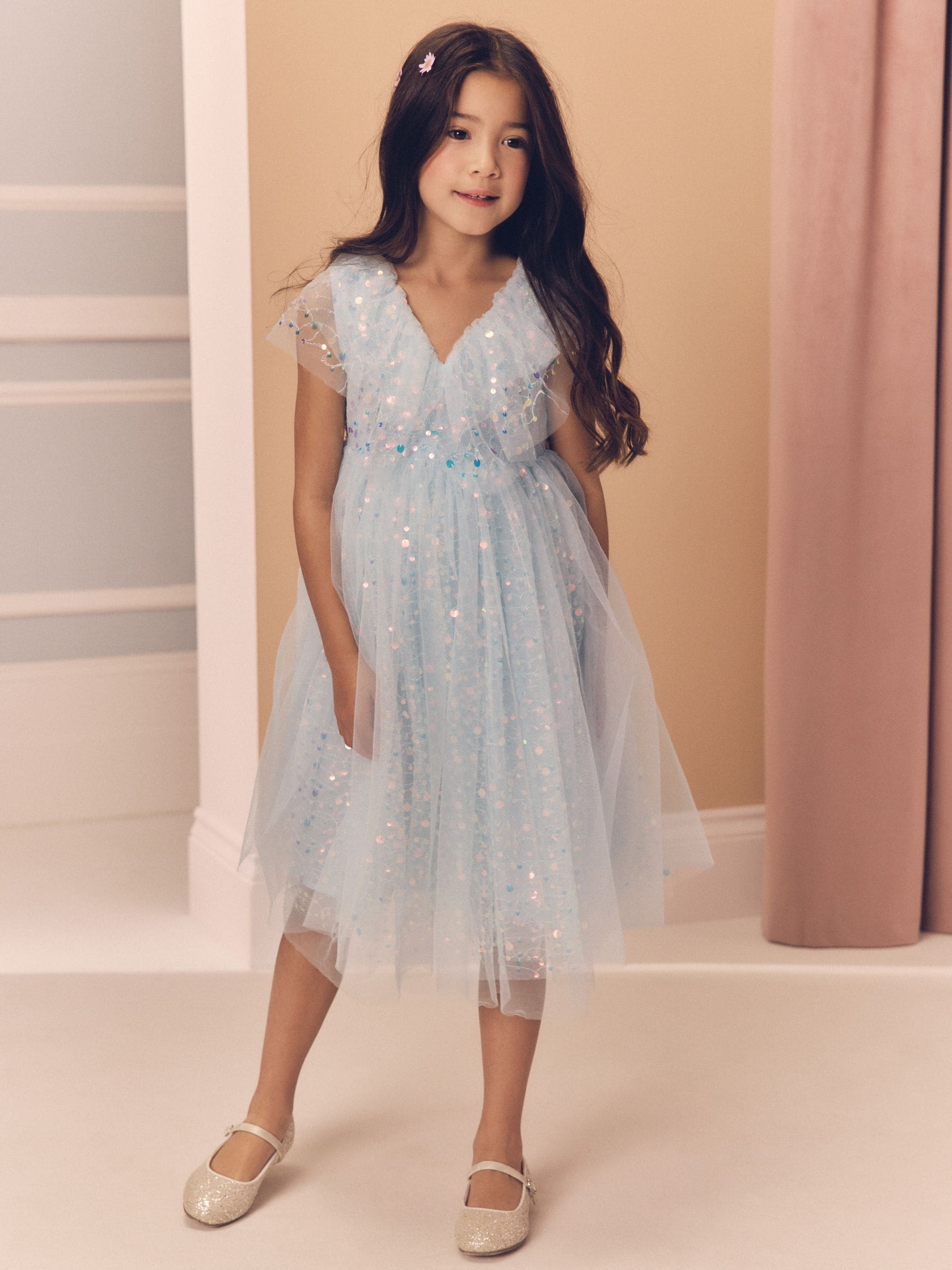 Blue Sequin Occasion Dress (3-16yrs)