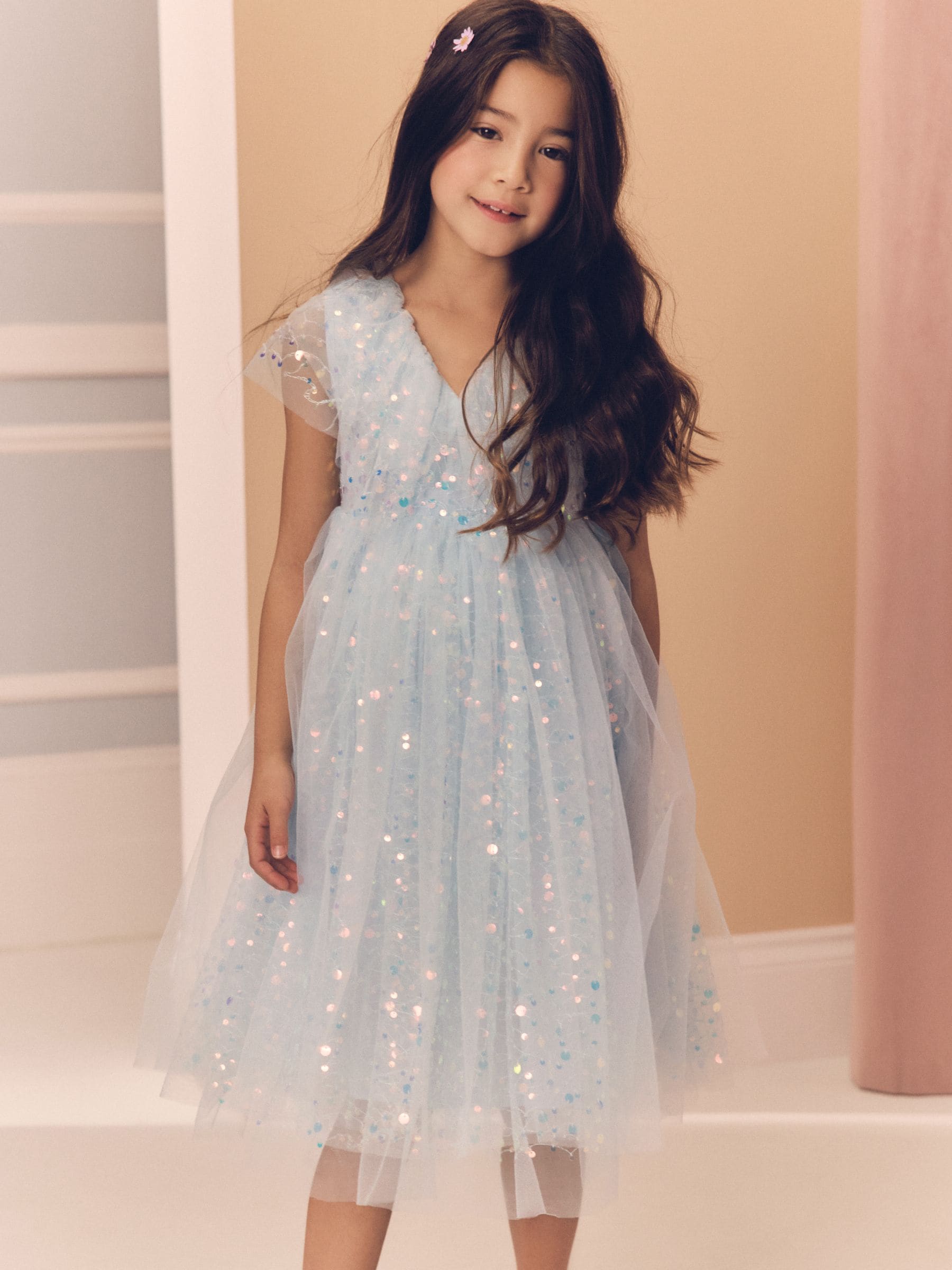 Blue Sequin Occasion Dress (3-16yrs)