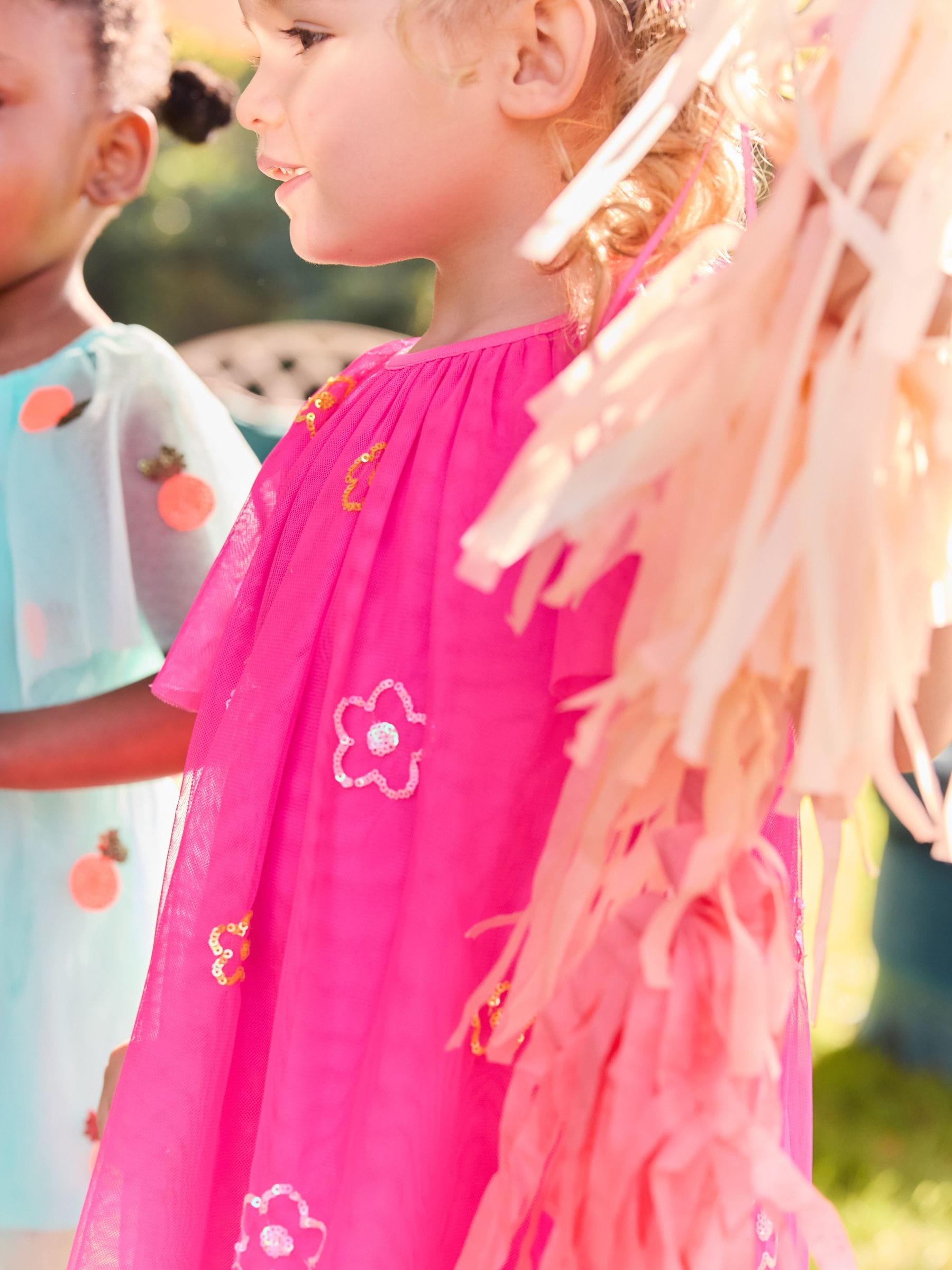 Bright Pink Sequin Mesh Dress (3mths-8yrs)