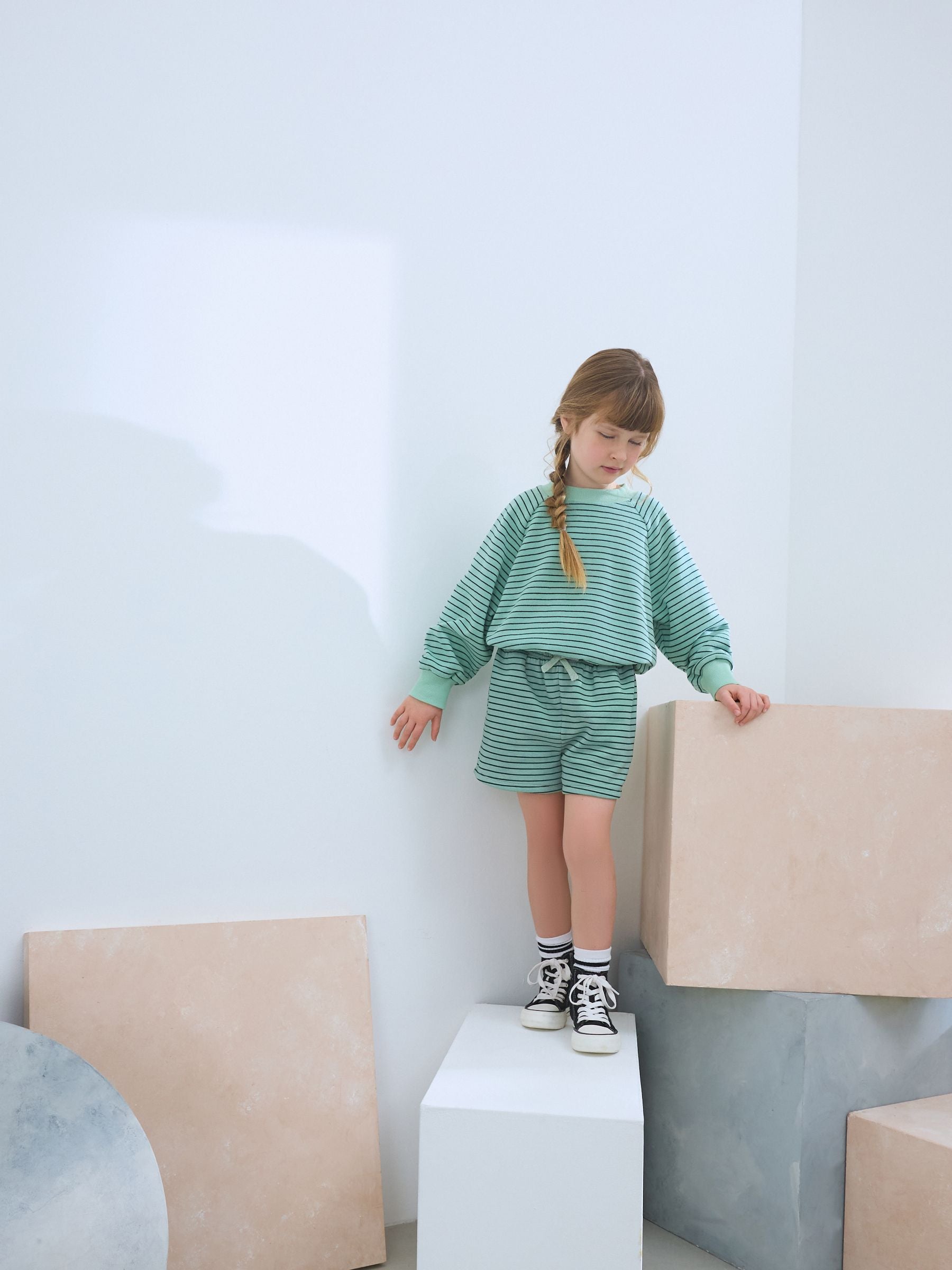 Green Stripe Jersey Shorts (3-16yrs)