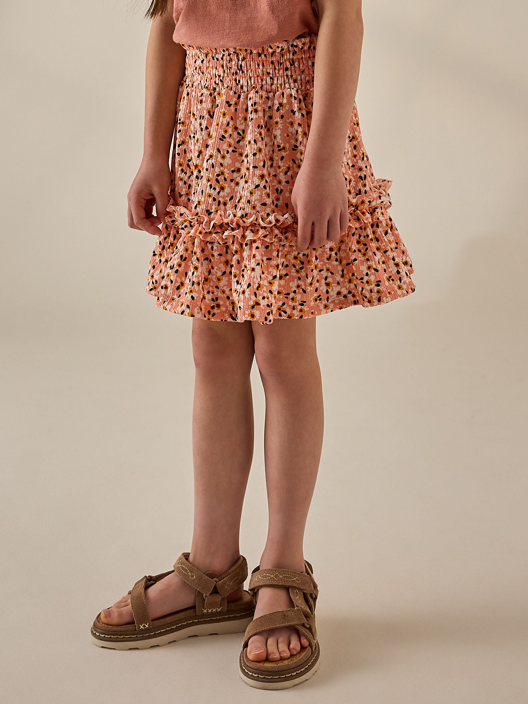 Orange Floral Textured Frill Skirt (3-16yrs)