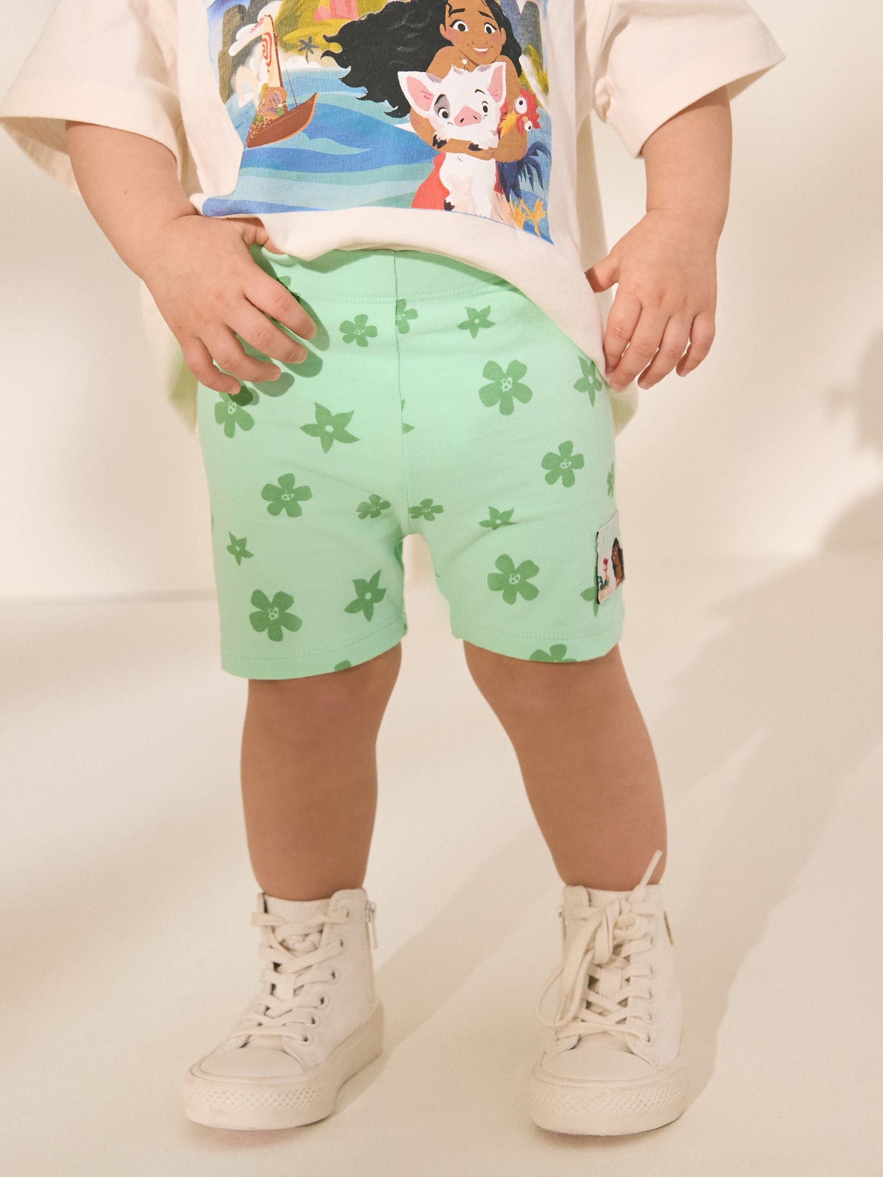 Green/Ecru Disney Moana Short Sleeve T-Shirt and Cycle Shorts Set (3mths-7yrs)