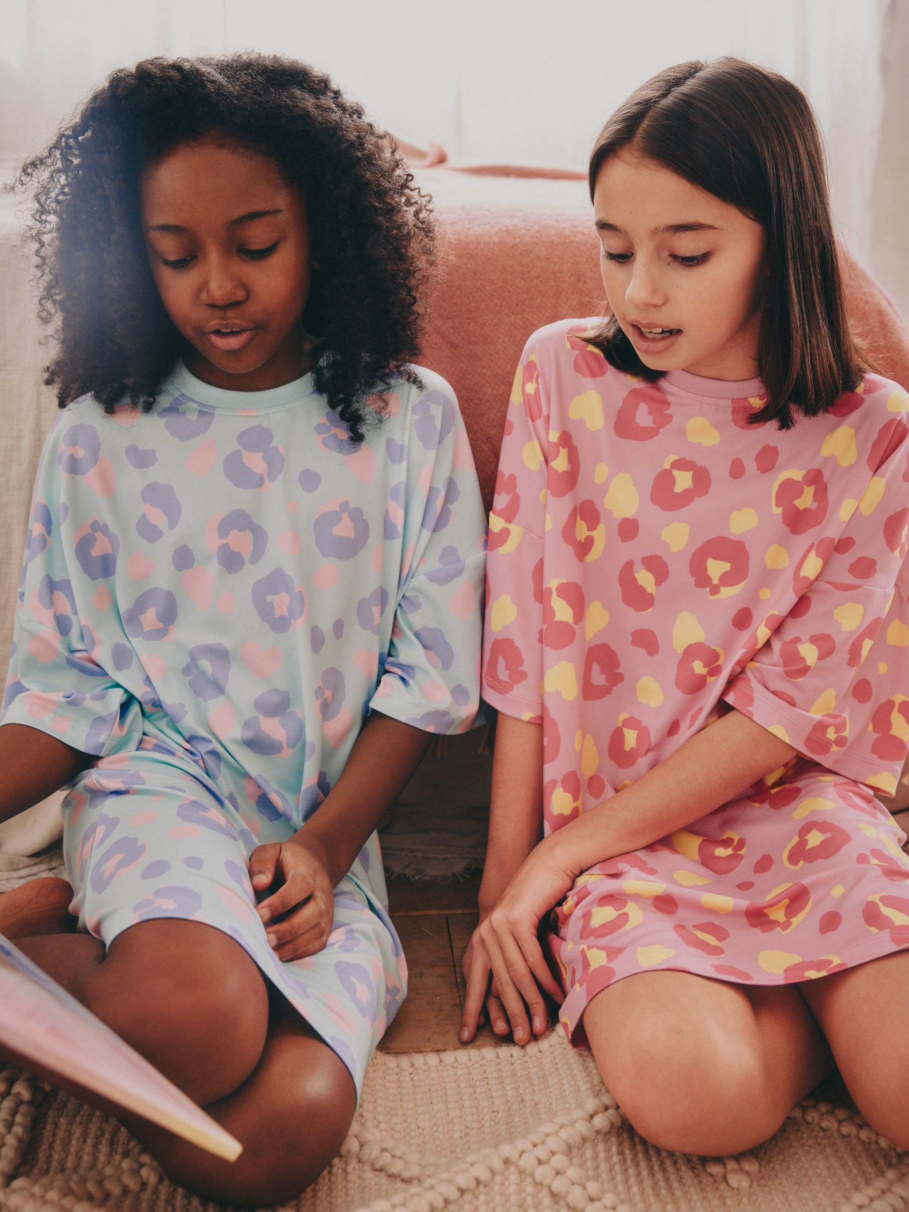 Aqua/Pink Leopard Print Nighties 2 Pack (3-16yrs)