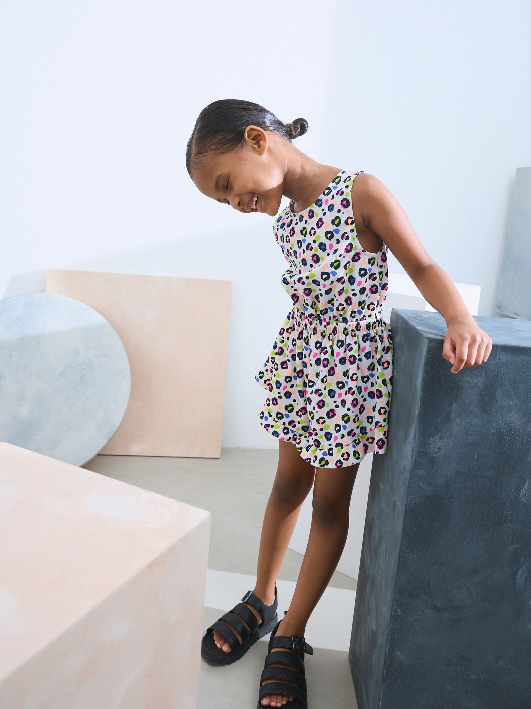 Bright Leopard Print Bow Detail Playsuit (3-16yrs)