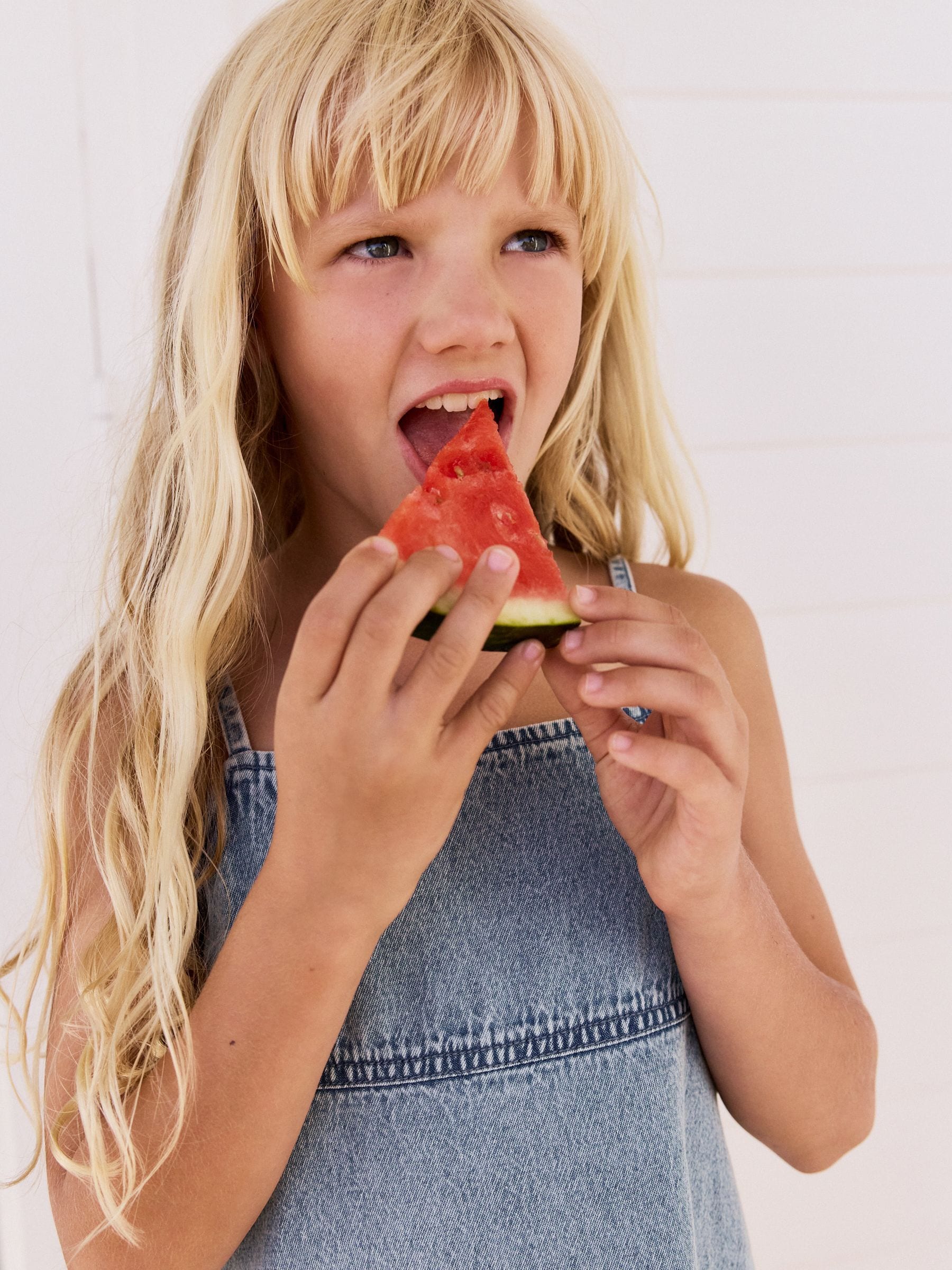 Blue 100% Cotton Strappy Denim Dress (3-16yrs)