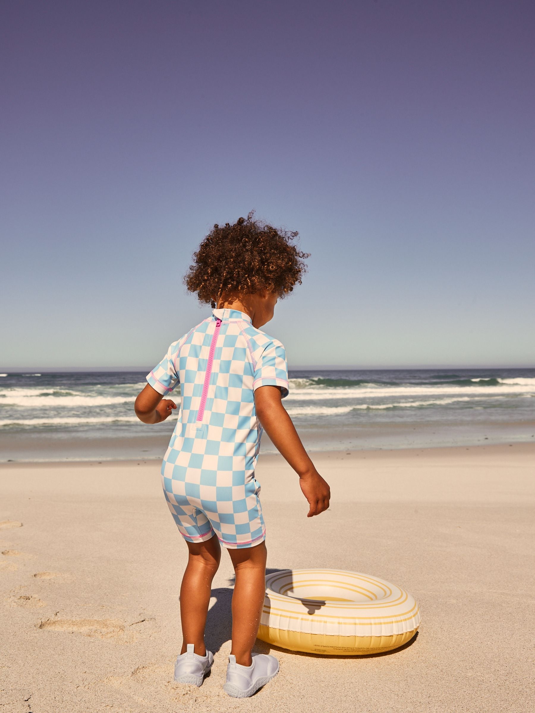 Blue Ice-Cream Zip Back Sunsafe Swimsuit (3mths-7yrs)