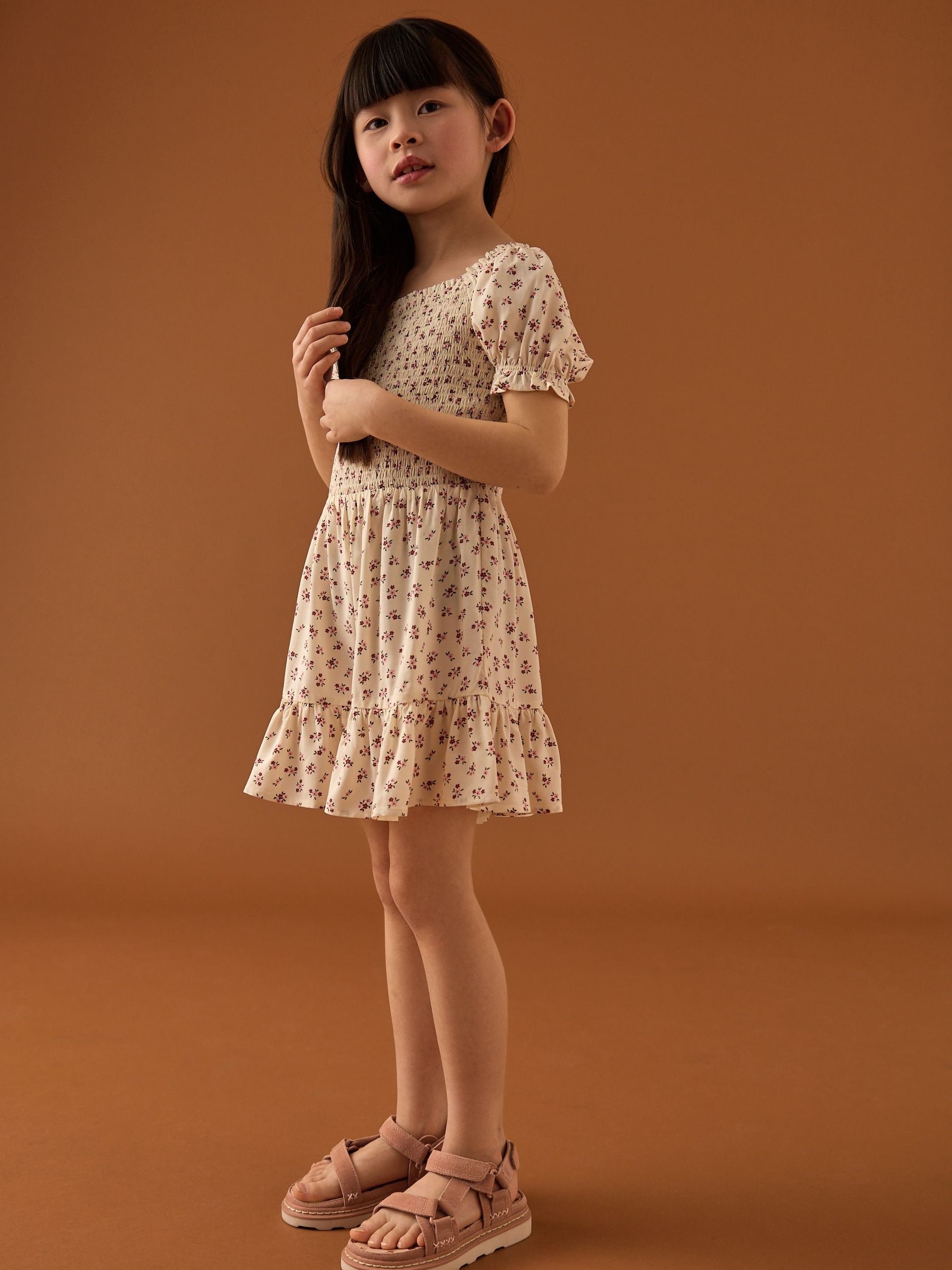 Pink Ditsy Shirred Playsuit (3-16yrs)
