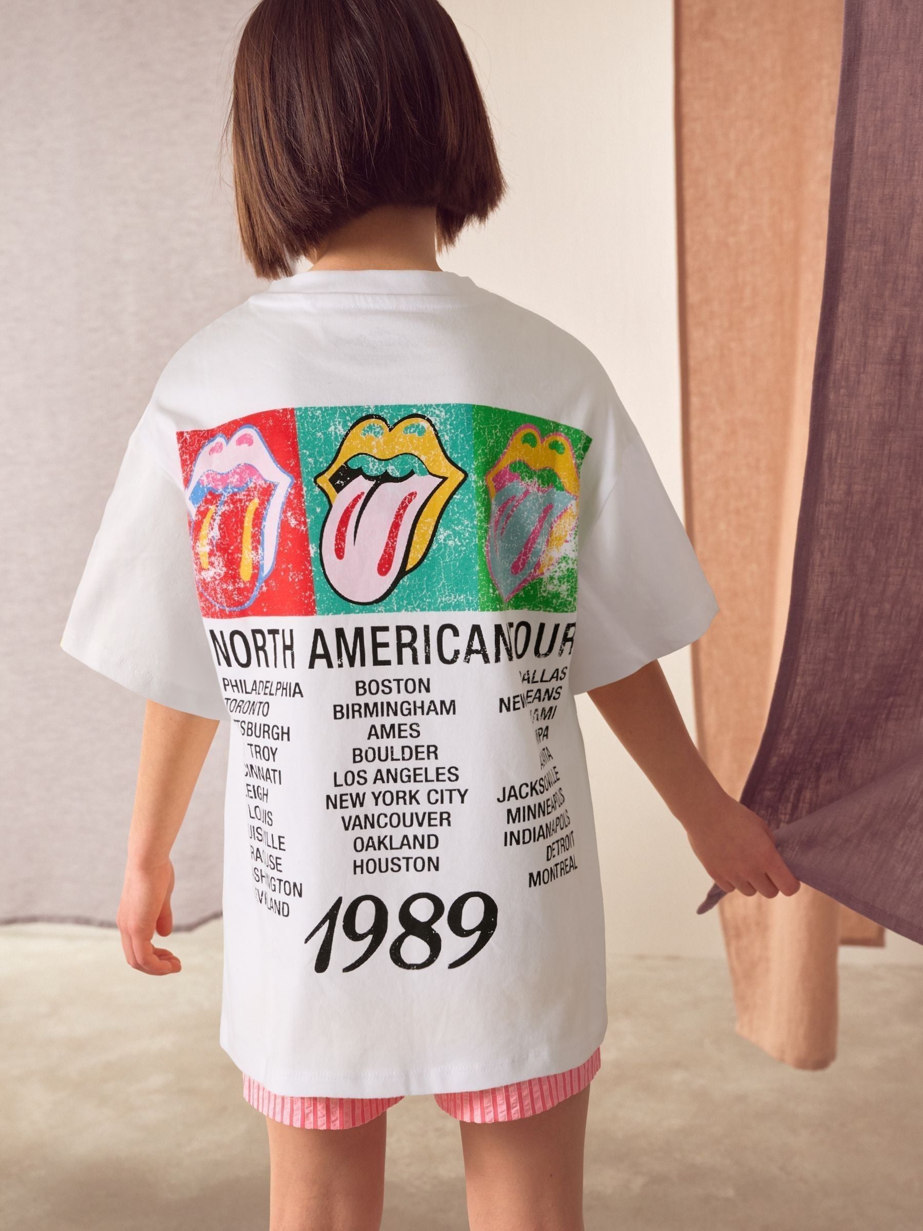 White Oversized Rolling Stones Band License T-Shirt (3-16yrs)
