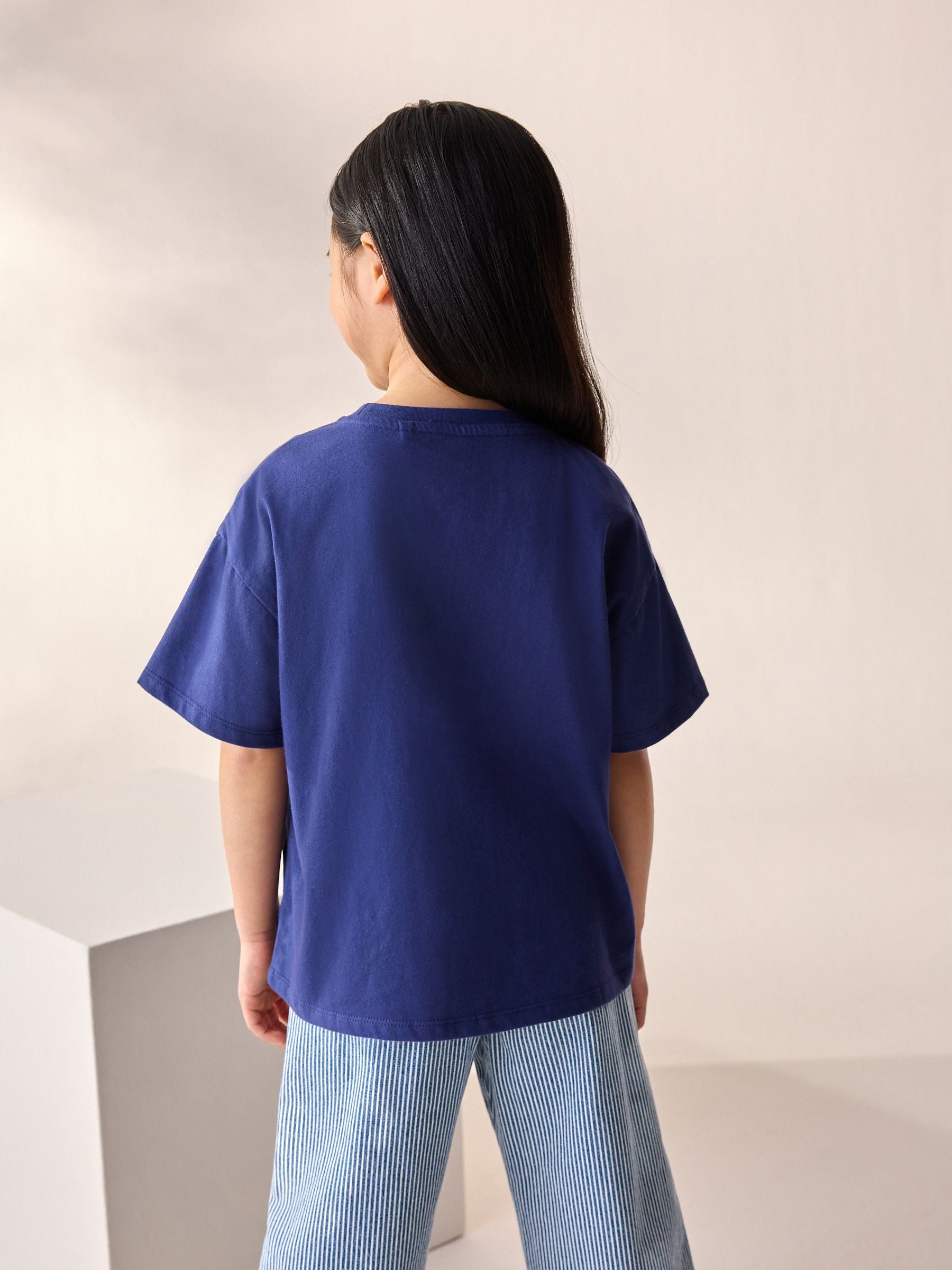 Navy Sequin Heart Print T-Shirt (3-16yrs)