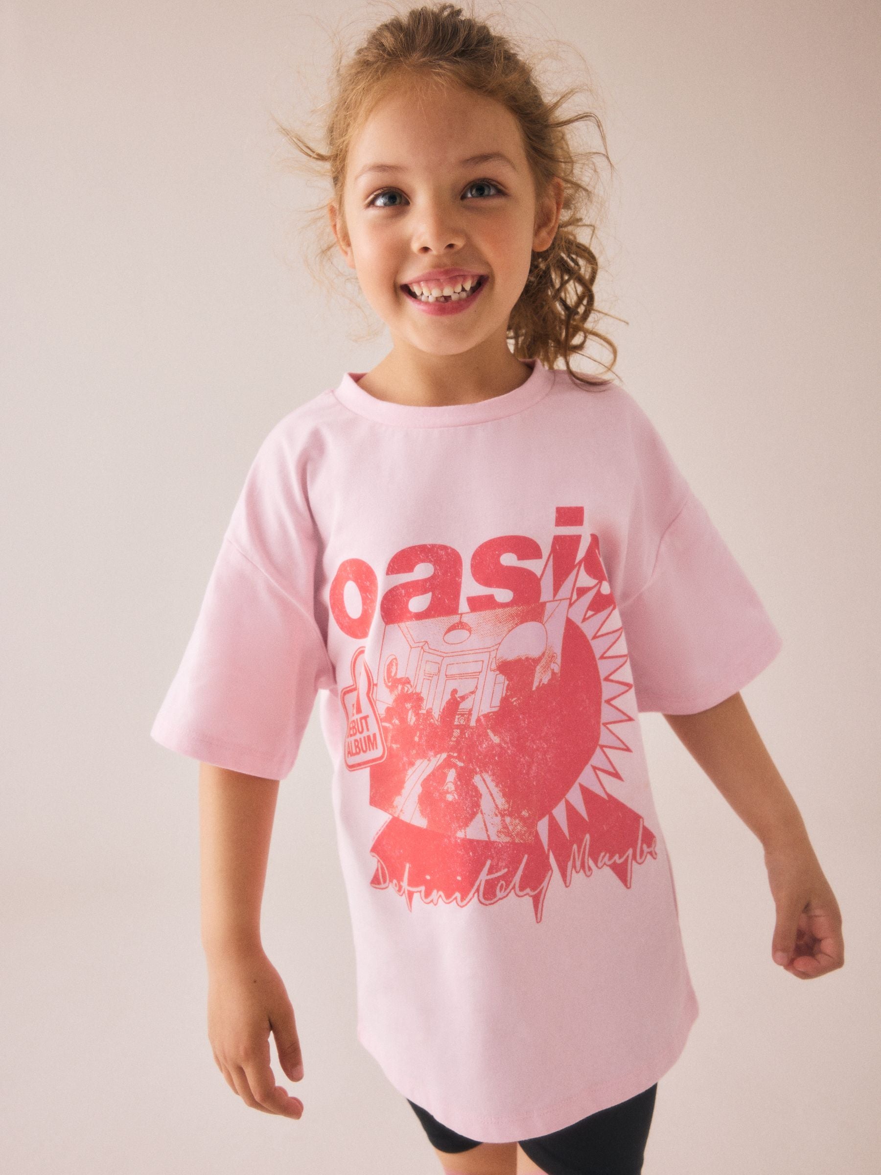 Pink/Red Oversized Oasis License Band T-Shirt (3-16yrs)