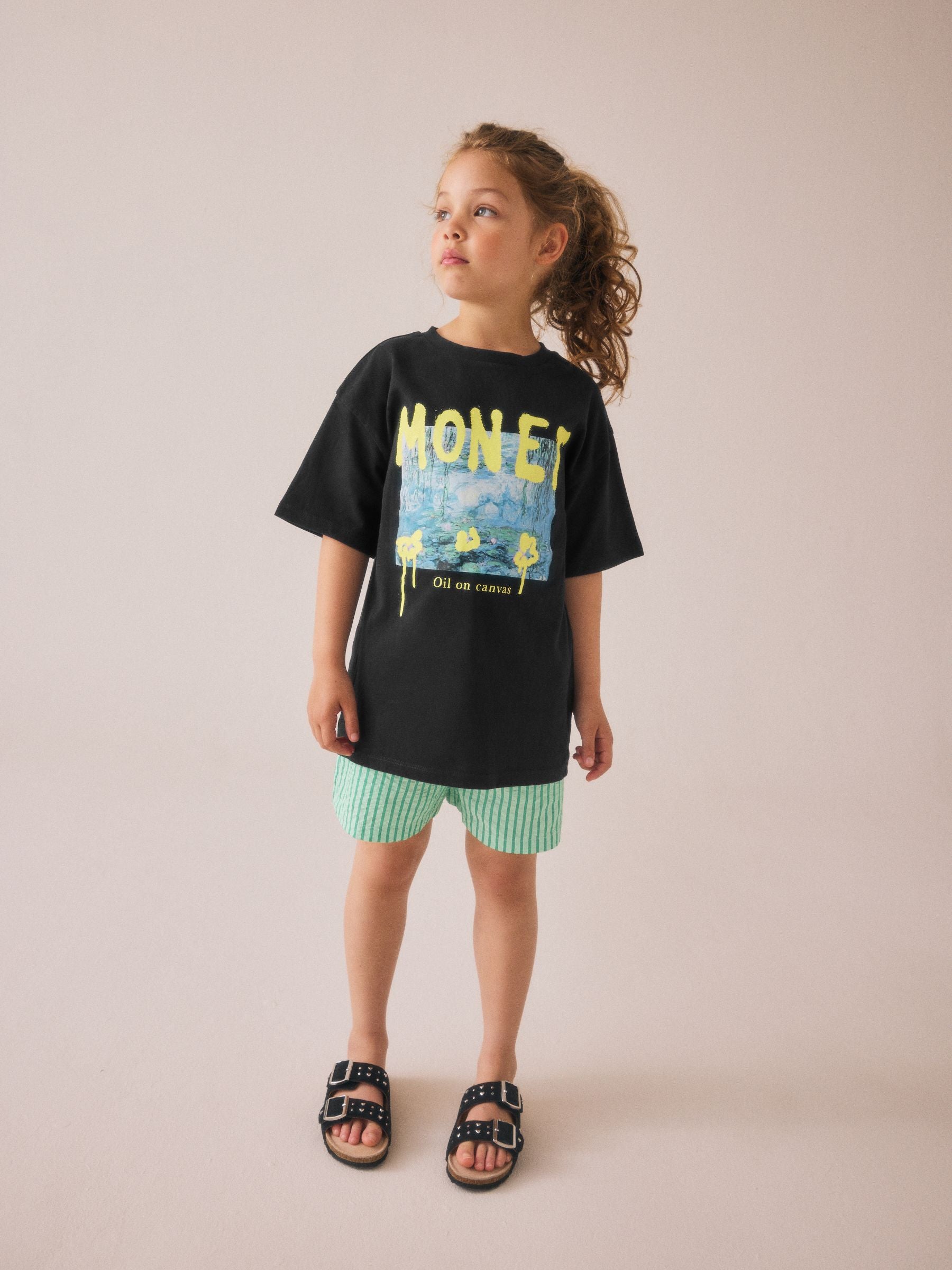 Black Oversized 100% Cotton Monet Artist License T-Shirt (3-16yrs)