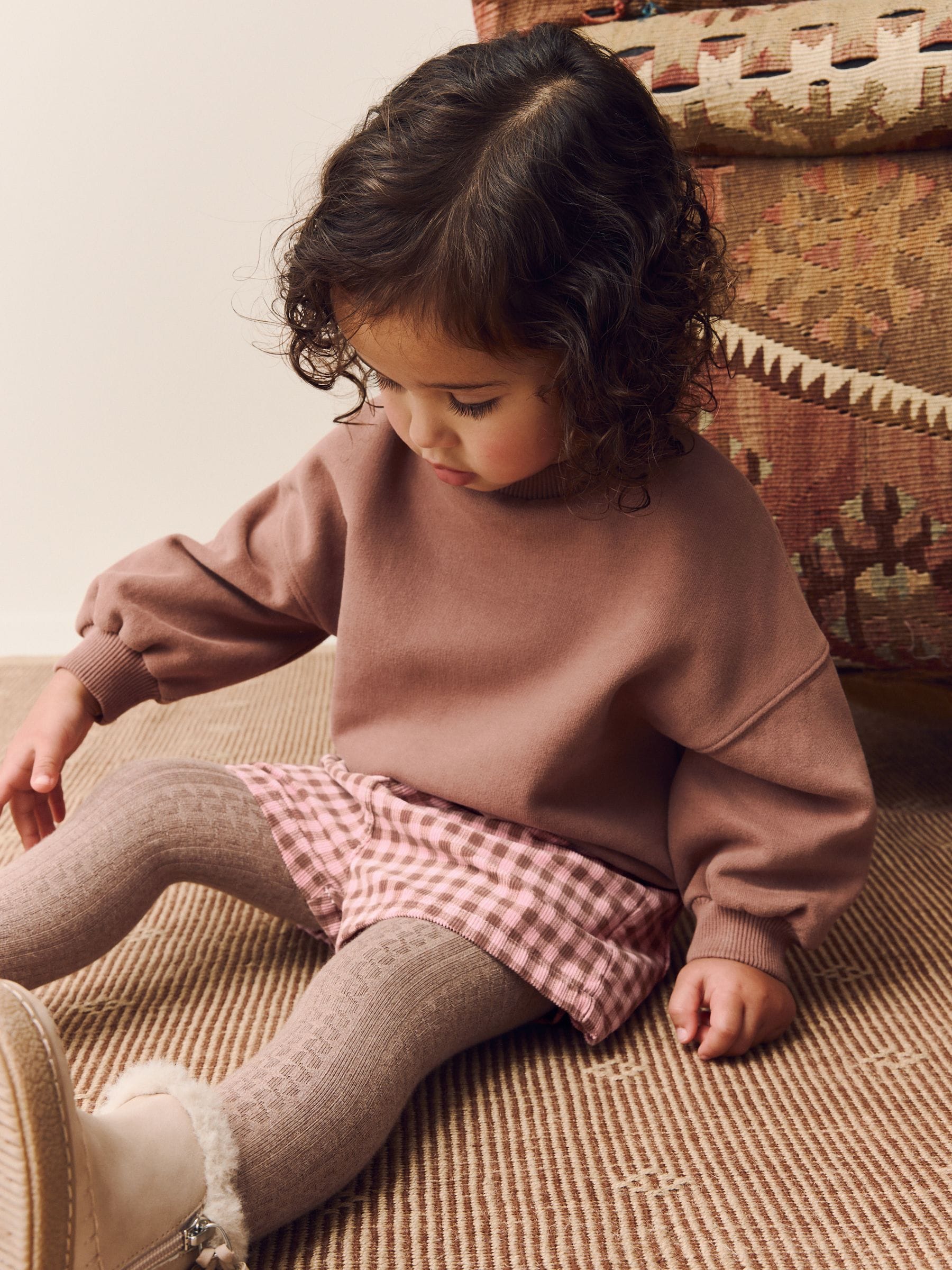 Pink Gingham Corduroy Shorts and Tights Set (3mths-7yrs)