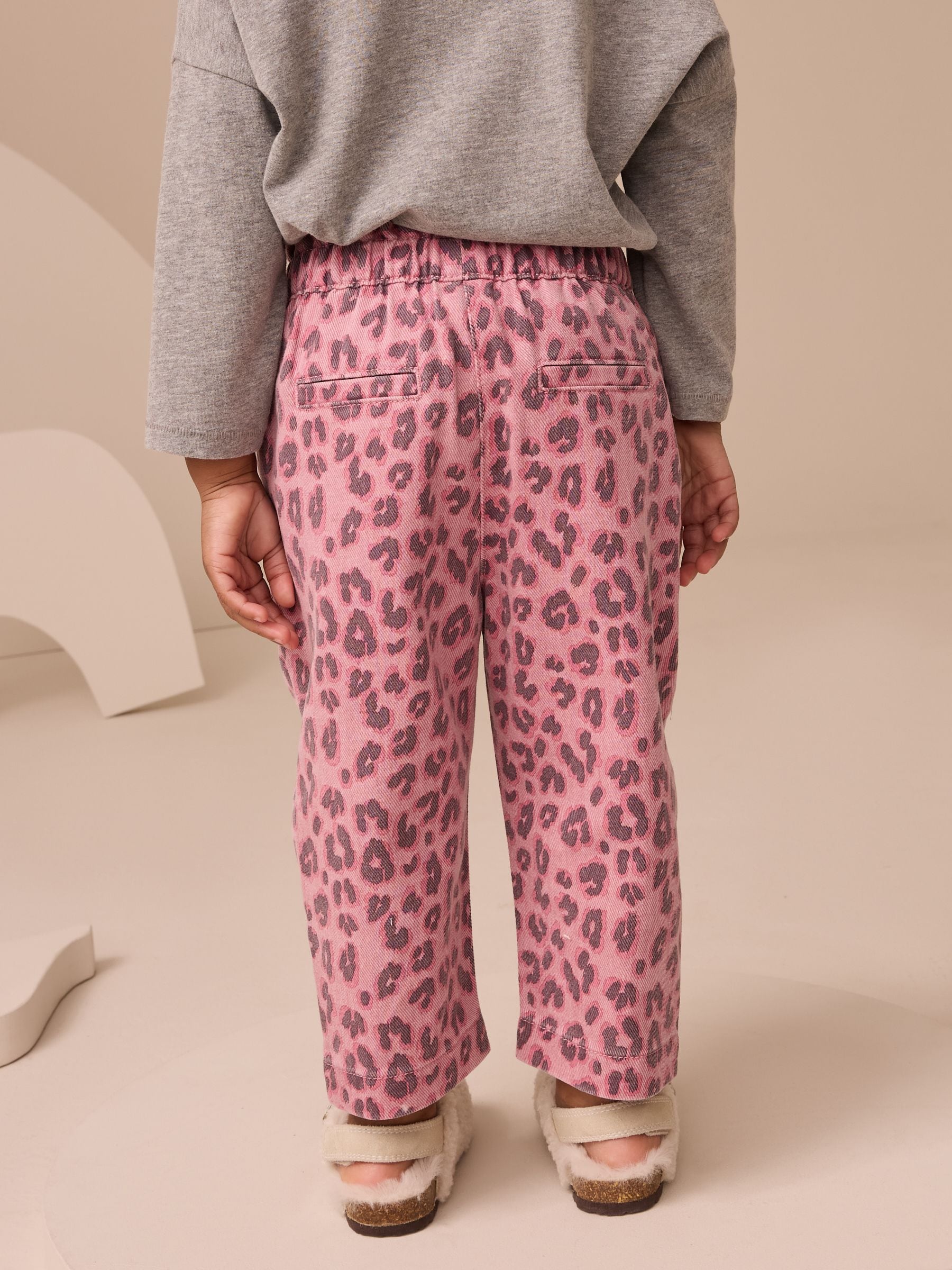 Pink Animal Print Tie Waist Jeans (3mths-7yrs)