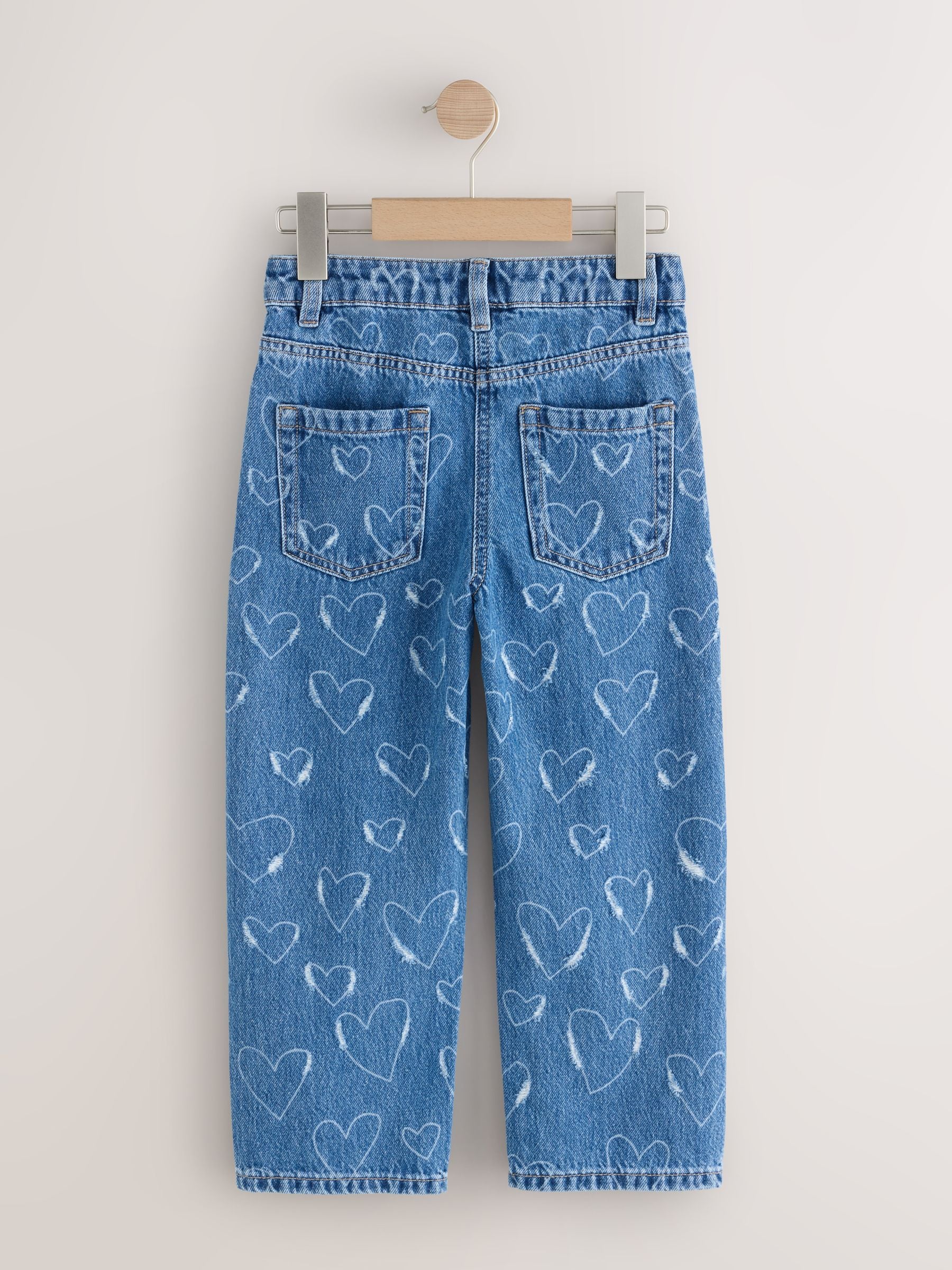 Mid Blue Denim Heart Straight Leg Jeans (3-16yrs)