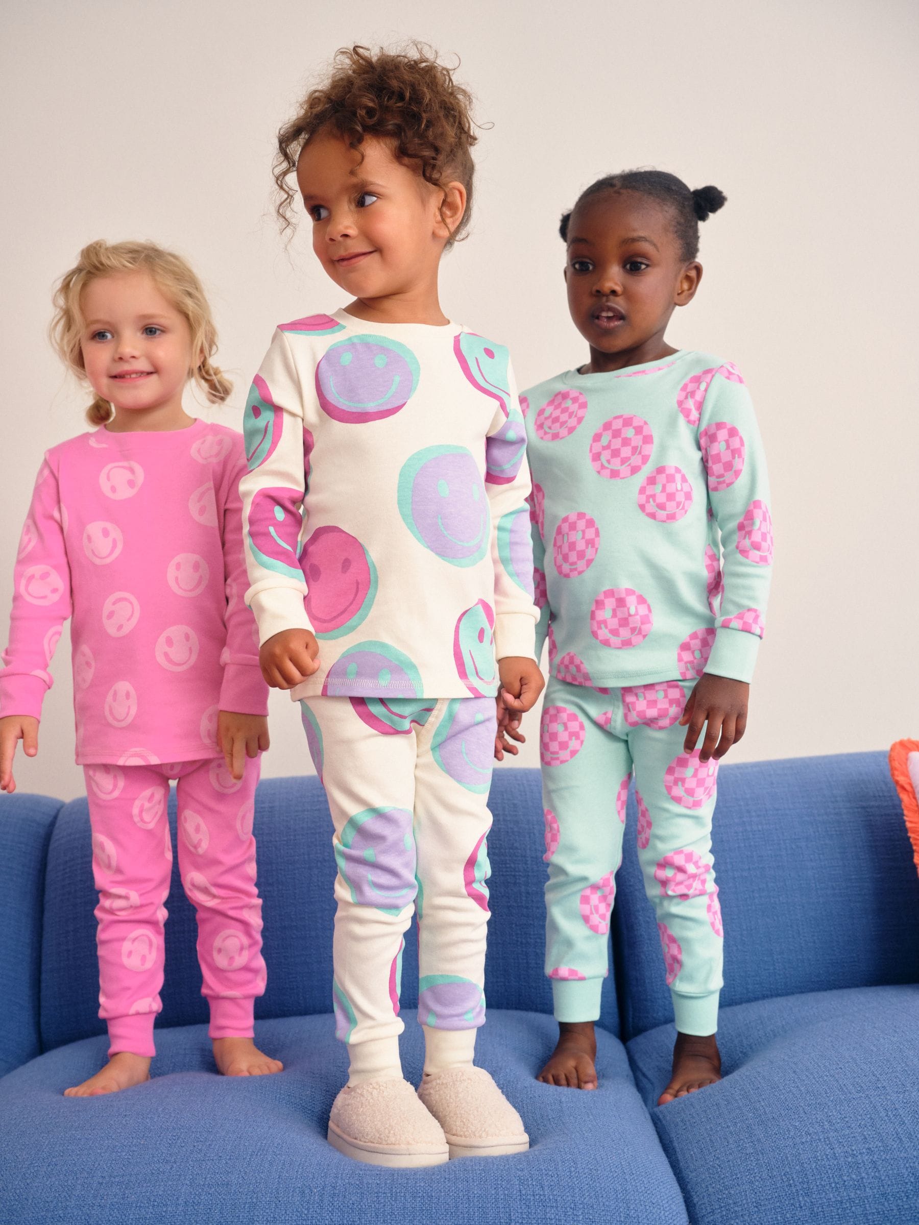 Pink/Green Smile Snuggle Pyjamas 3 pack (9mths-12yrs)
