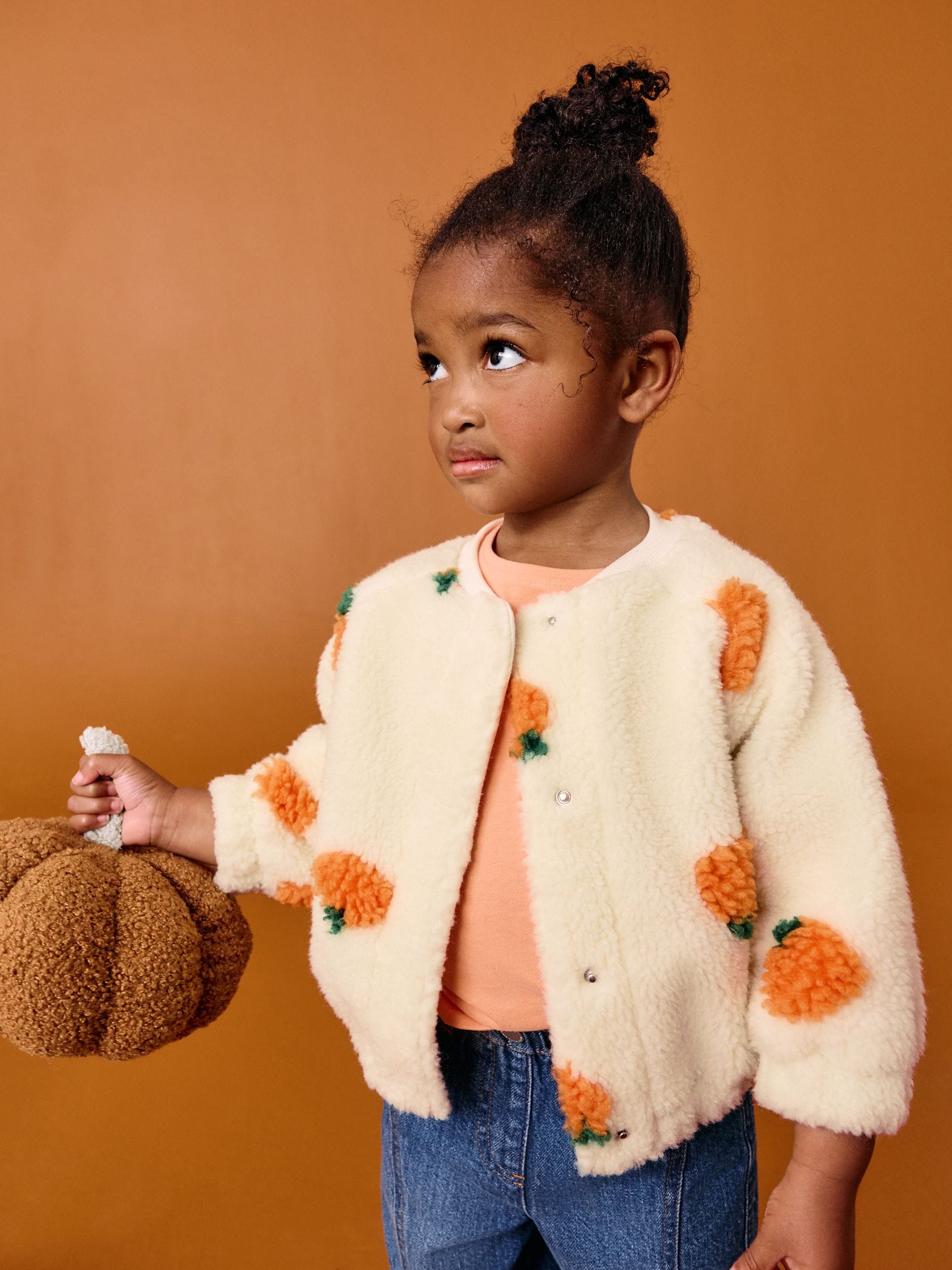 Cream Pumpkin Borg Fleece Bomber Jacket (3mths-8yrs)