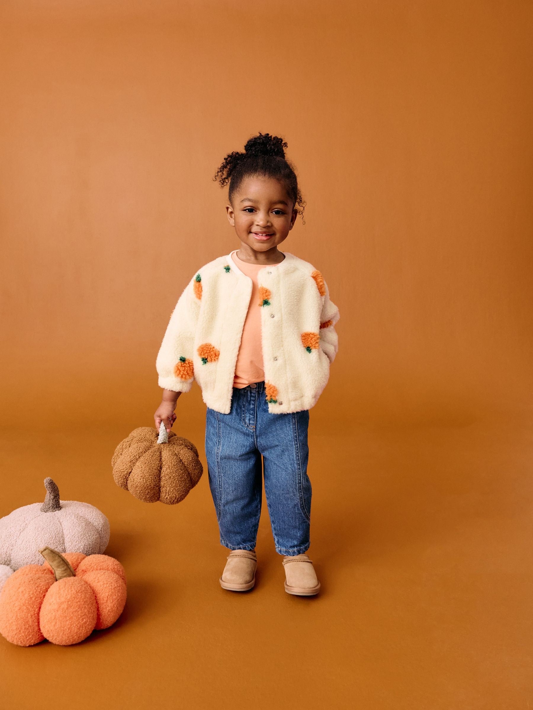 Cream Pumpkin Borg Fleece Bomber Jacket (3mths-8yrs)