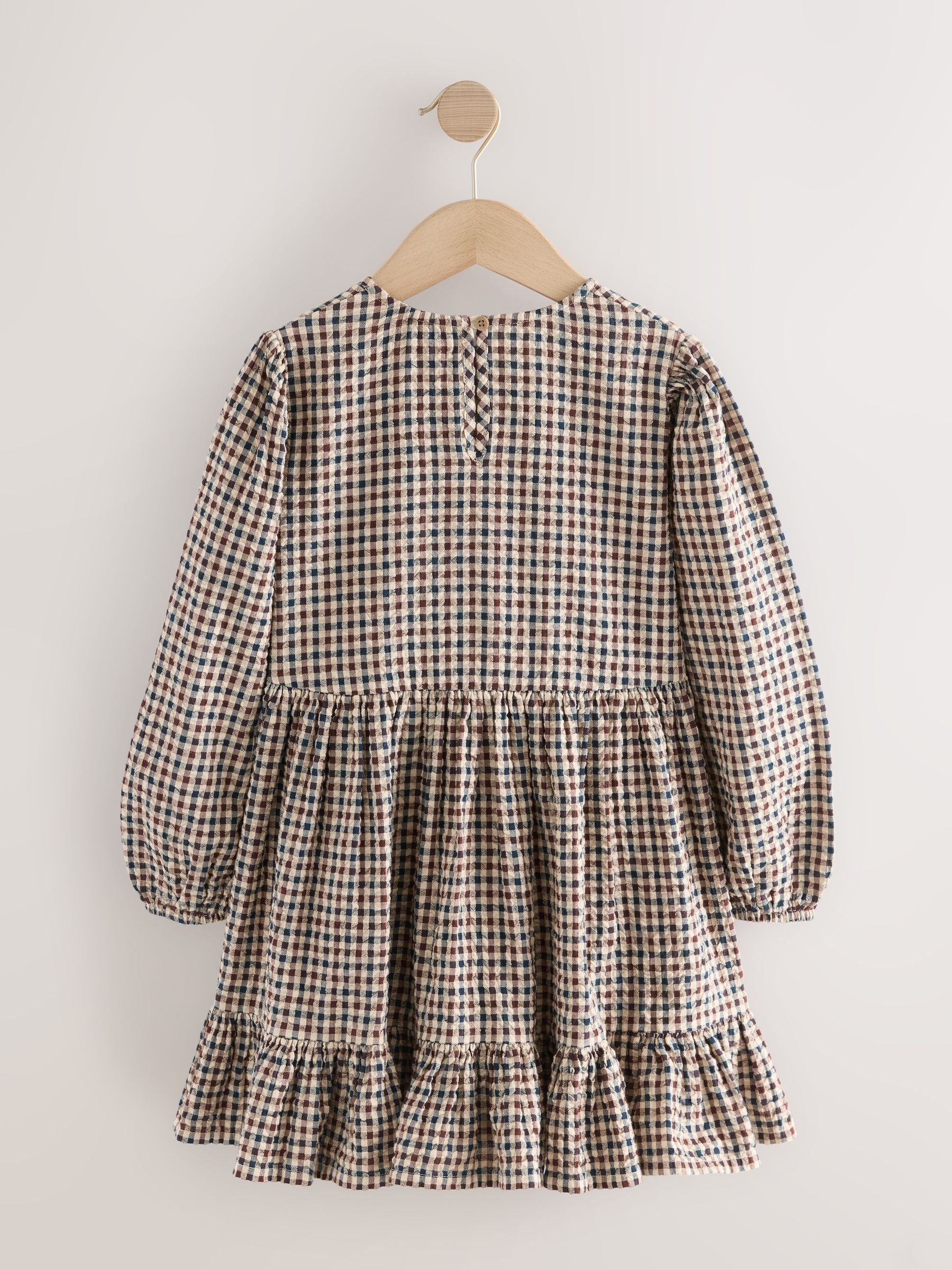Neutral Gingham Tiered Dress (3-16yrs)